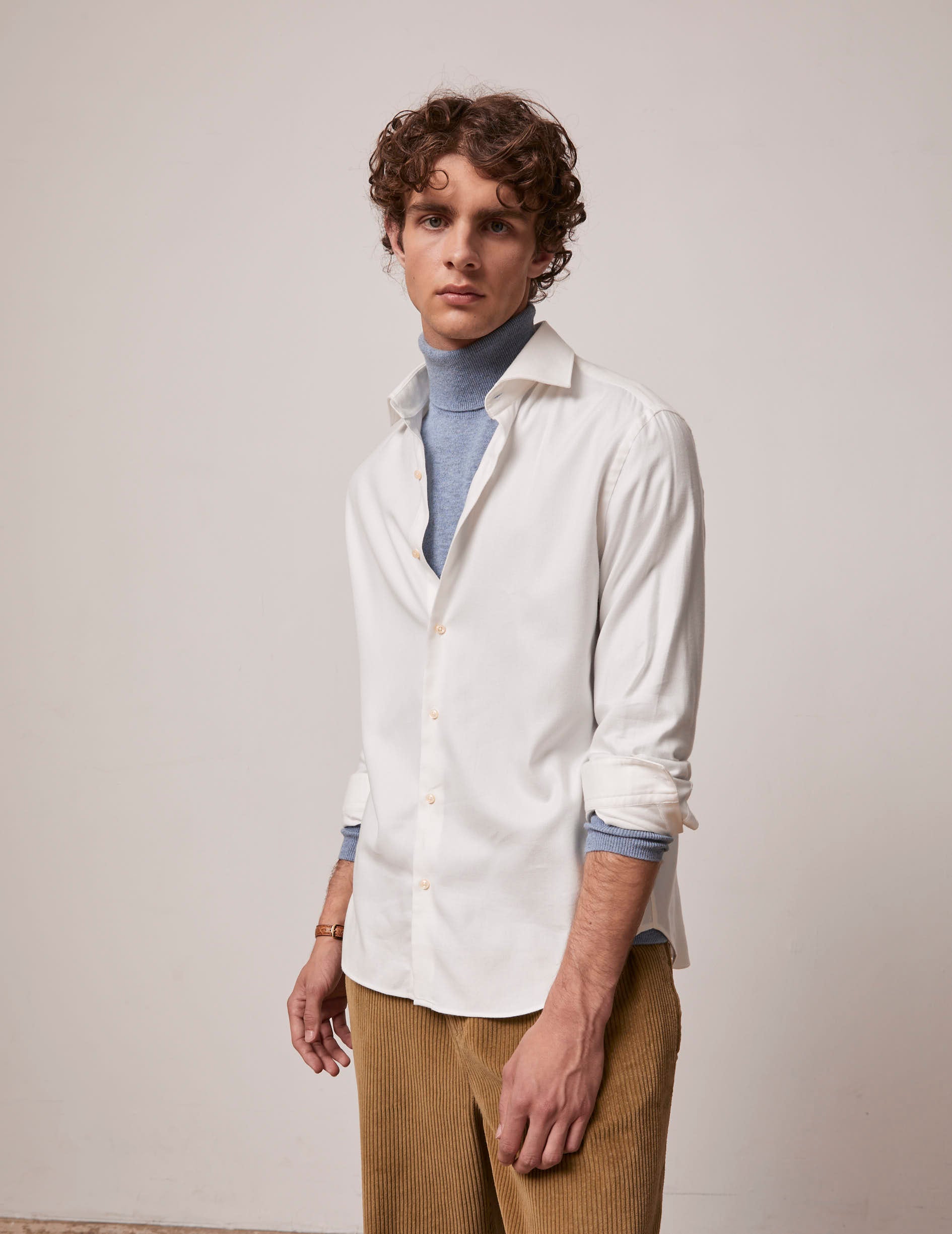 Aristote ecru shirt - Flannel - Italian Collar