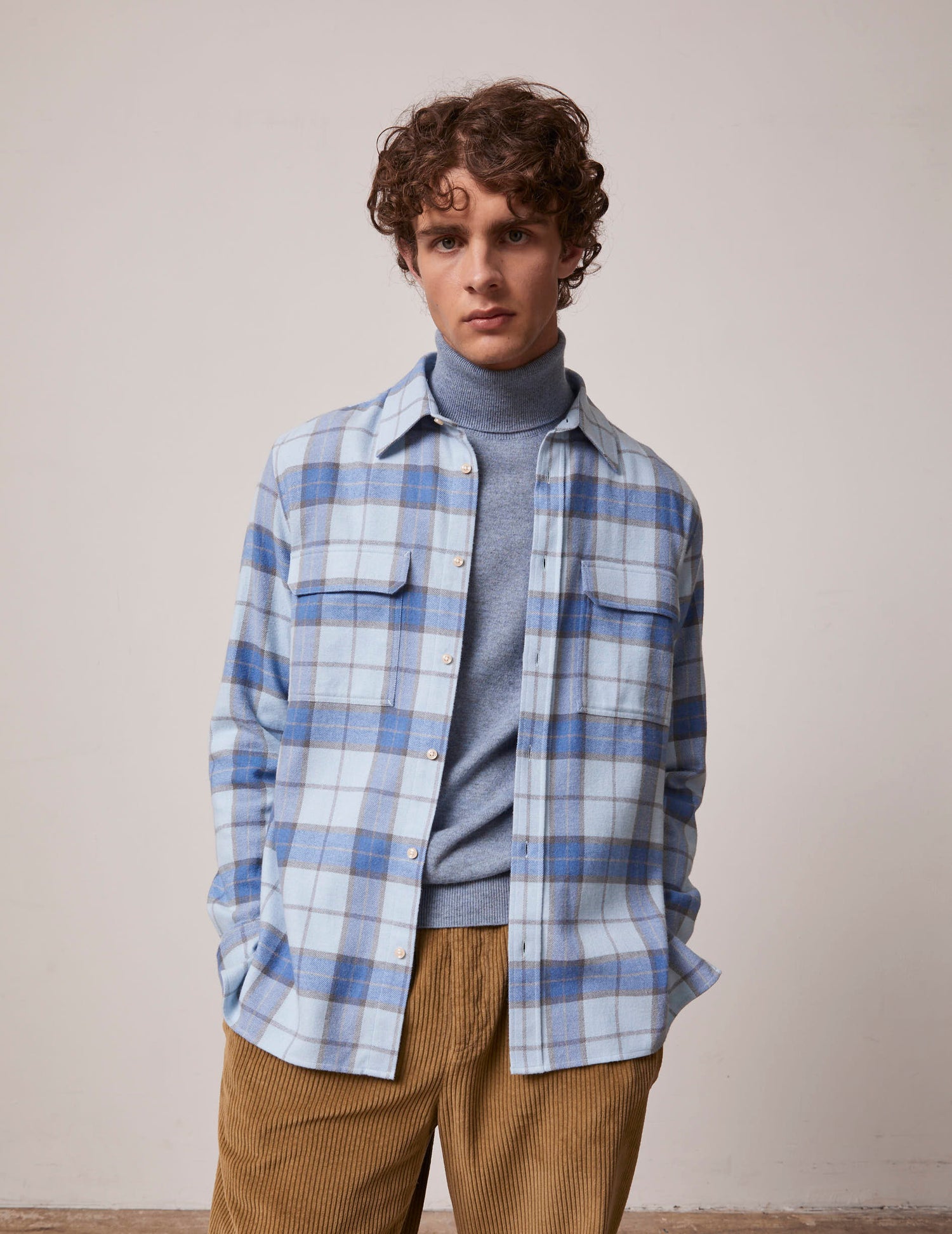 Florian blue checked shirt - Flannel - French Collar#3