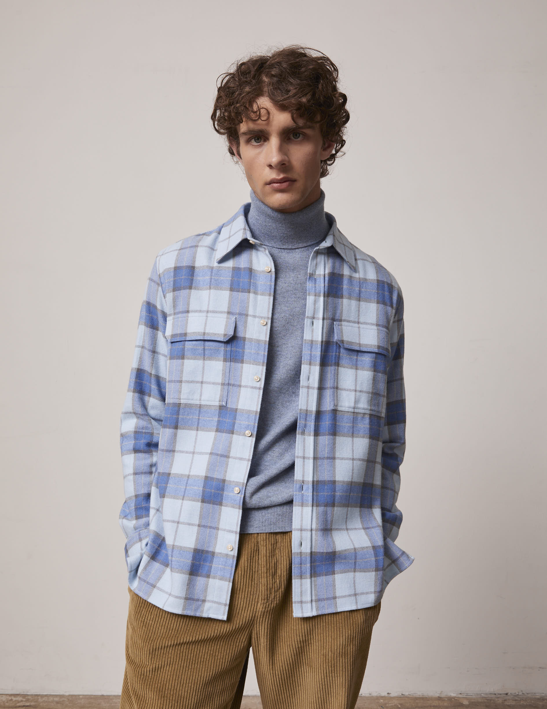 Florian blue checked shirt - Flannel - French Collar