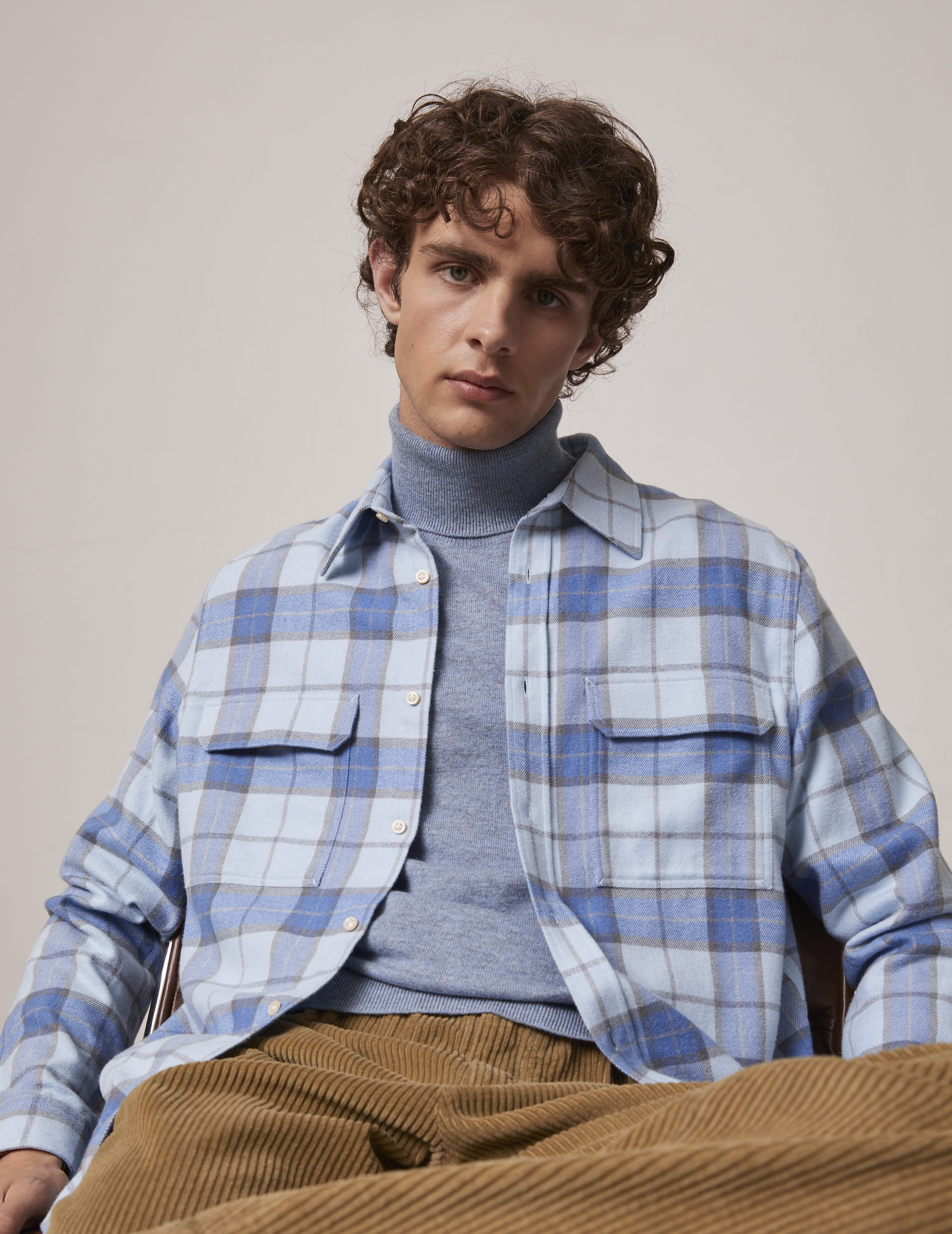 Florian blue checked shirt - Flannel - French Collar