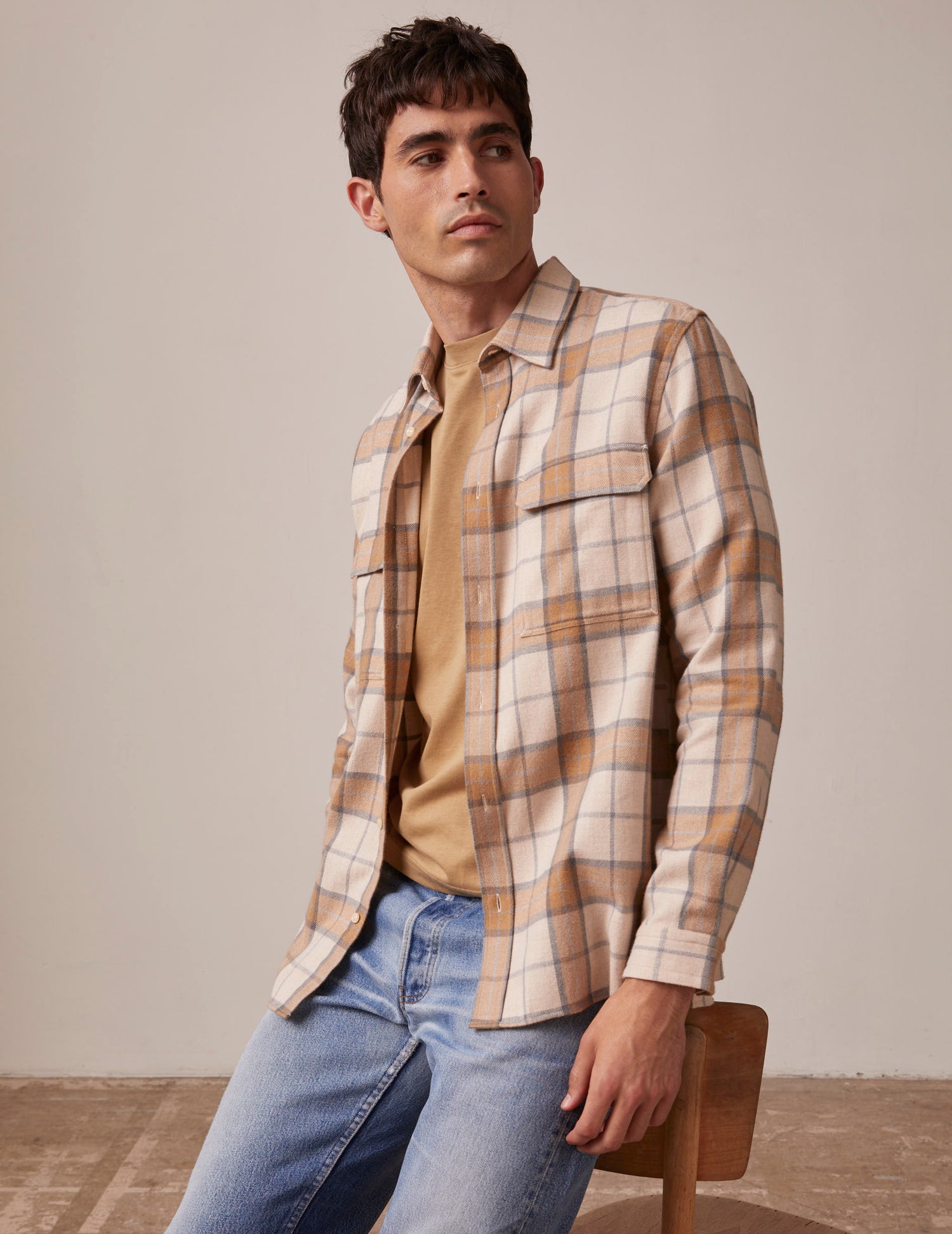 Florian beige checked shirt - Flannel - French Collar