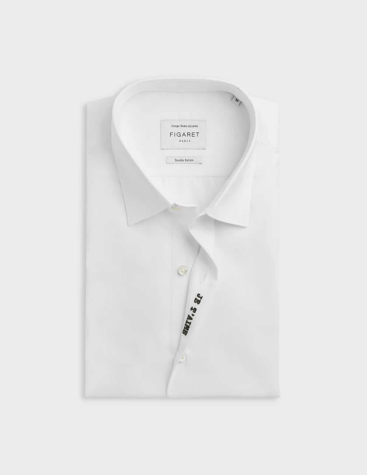 Chemise mixte "Je t'aime" blanche - Popeline - Col Figaret#3