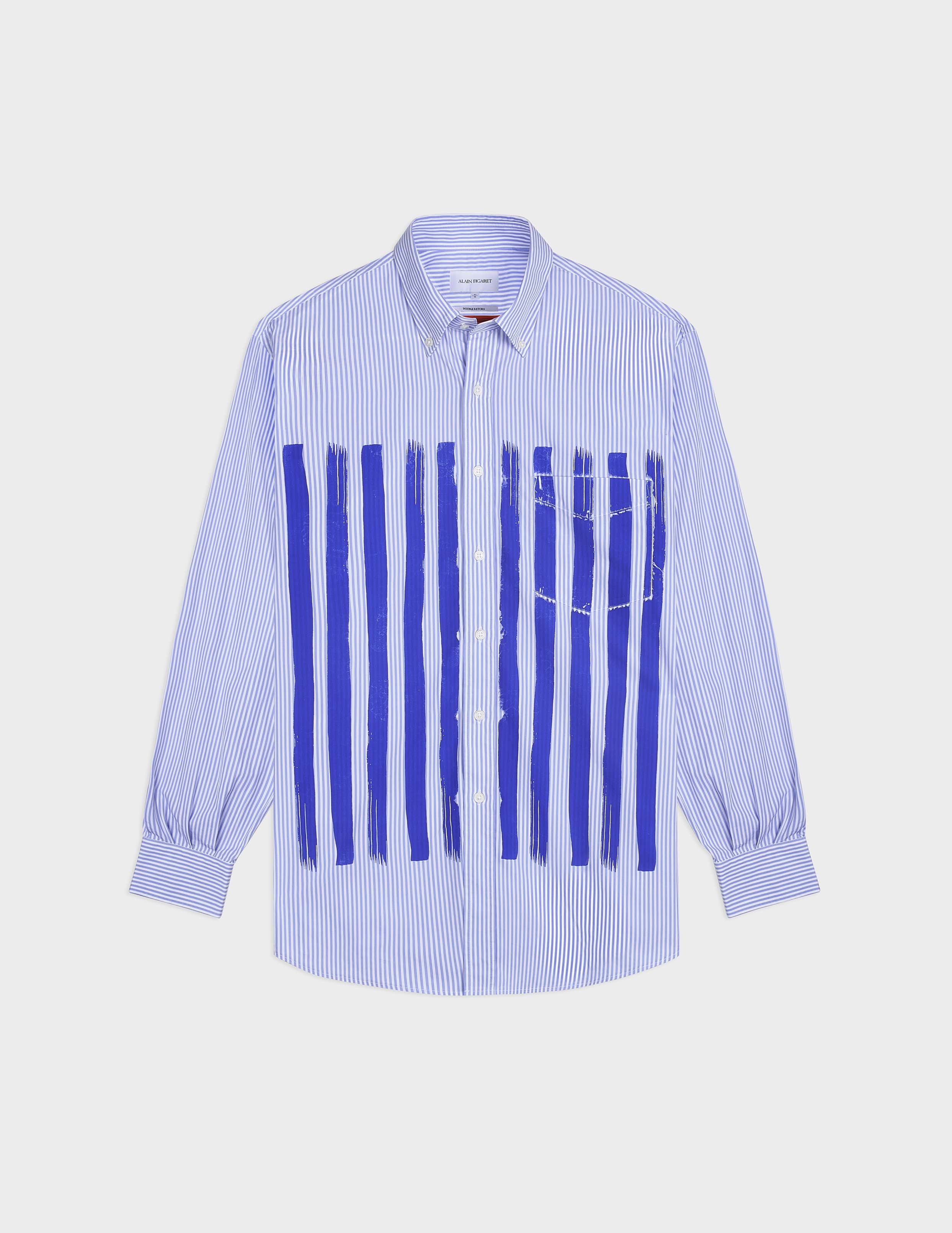 Blue paintbruch stripes shirt - Figaret x En Vrac