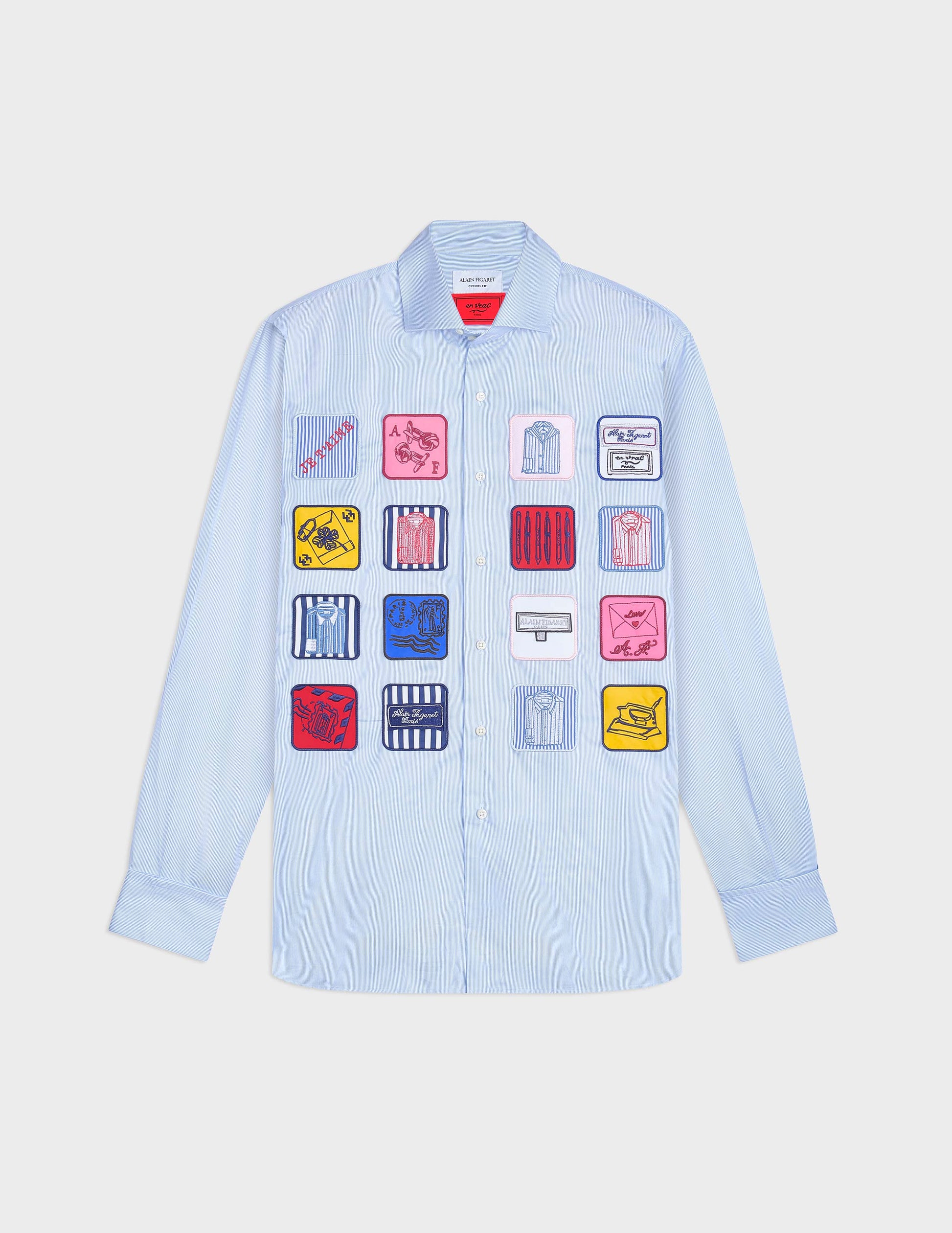 Striped blue 16 badges shirt - Figaret x En Vrac