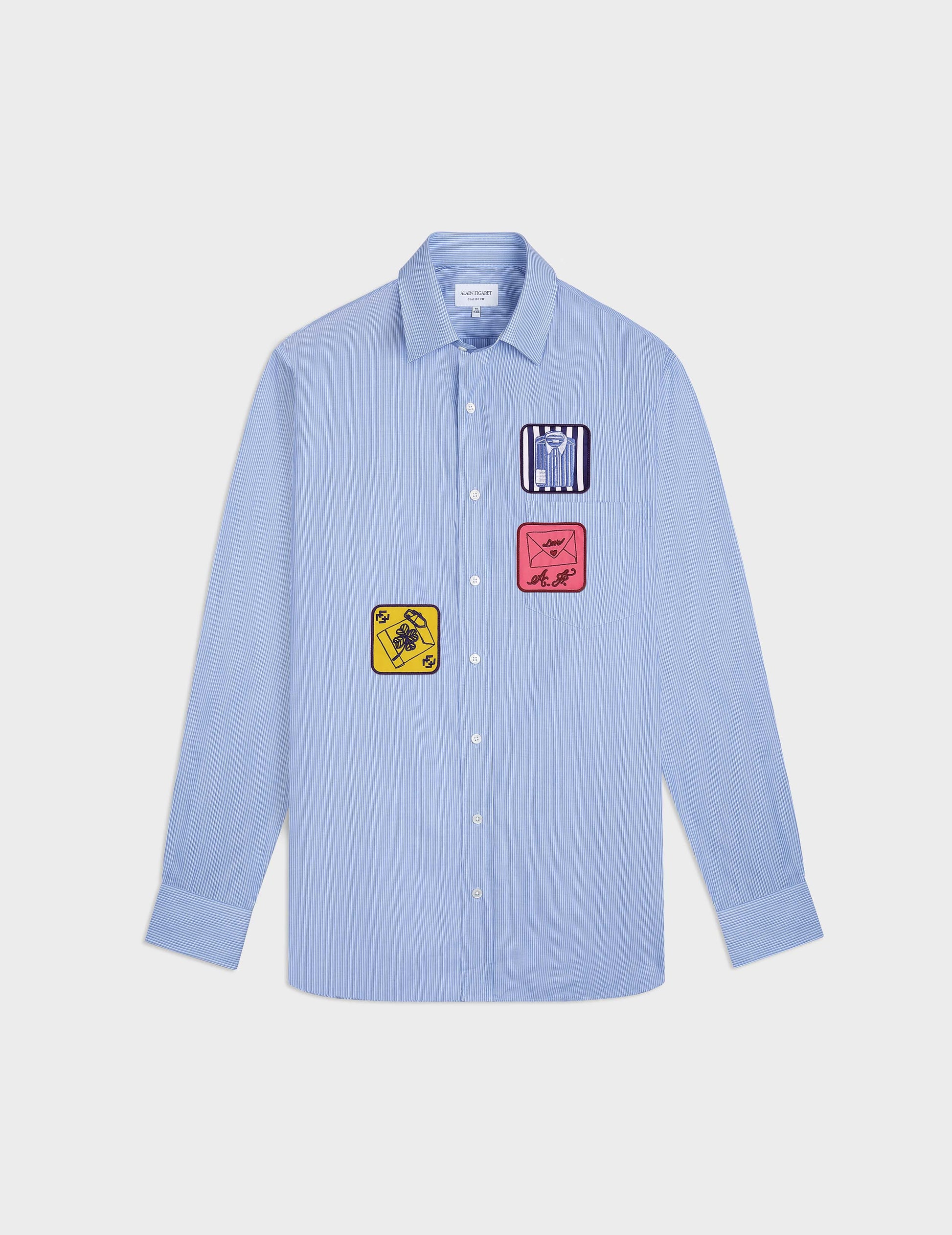 Striped blue 3 badges shirt - Figaret x En Vrac