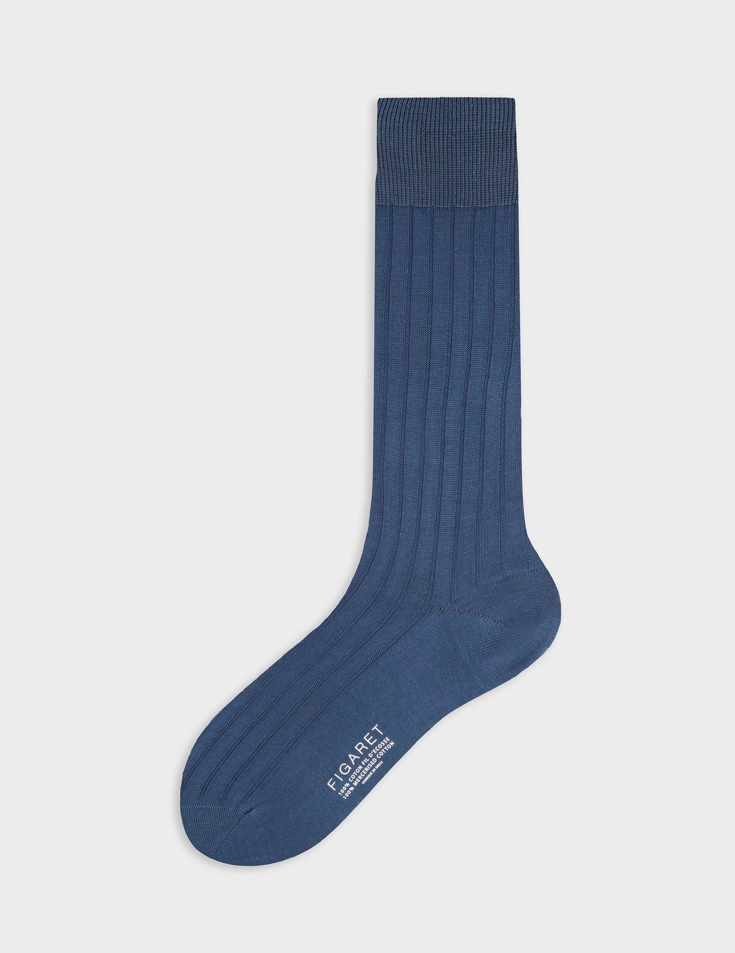 Blue double thread lisle ribbed socks