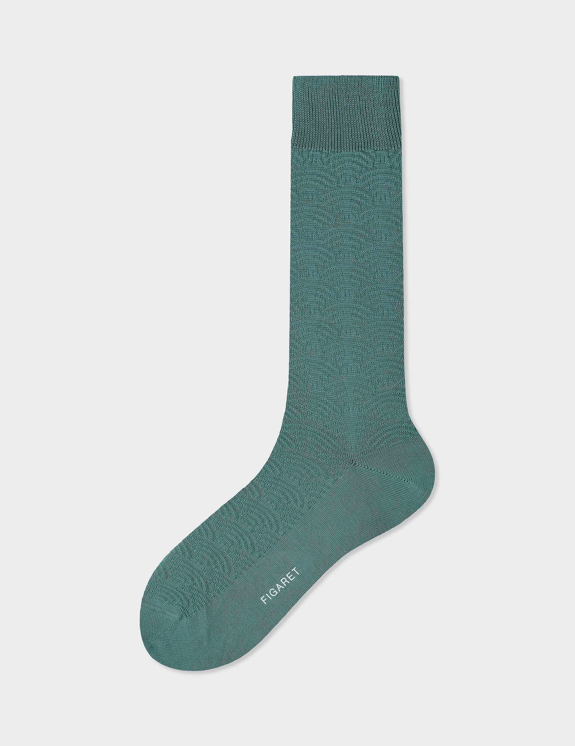 Scottish thread socks with green Japanese motifs