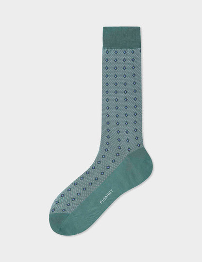 Scottish thread socks with green motifs