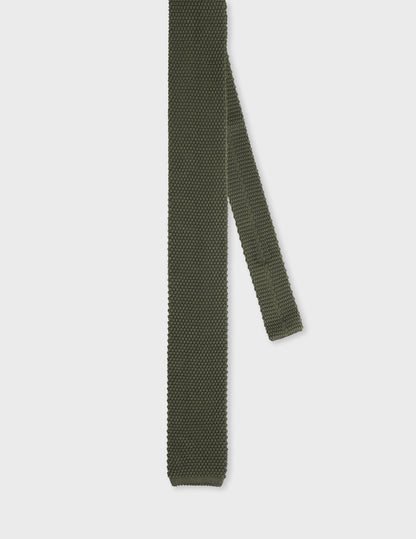 Khaki silk knit tie