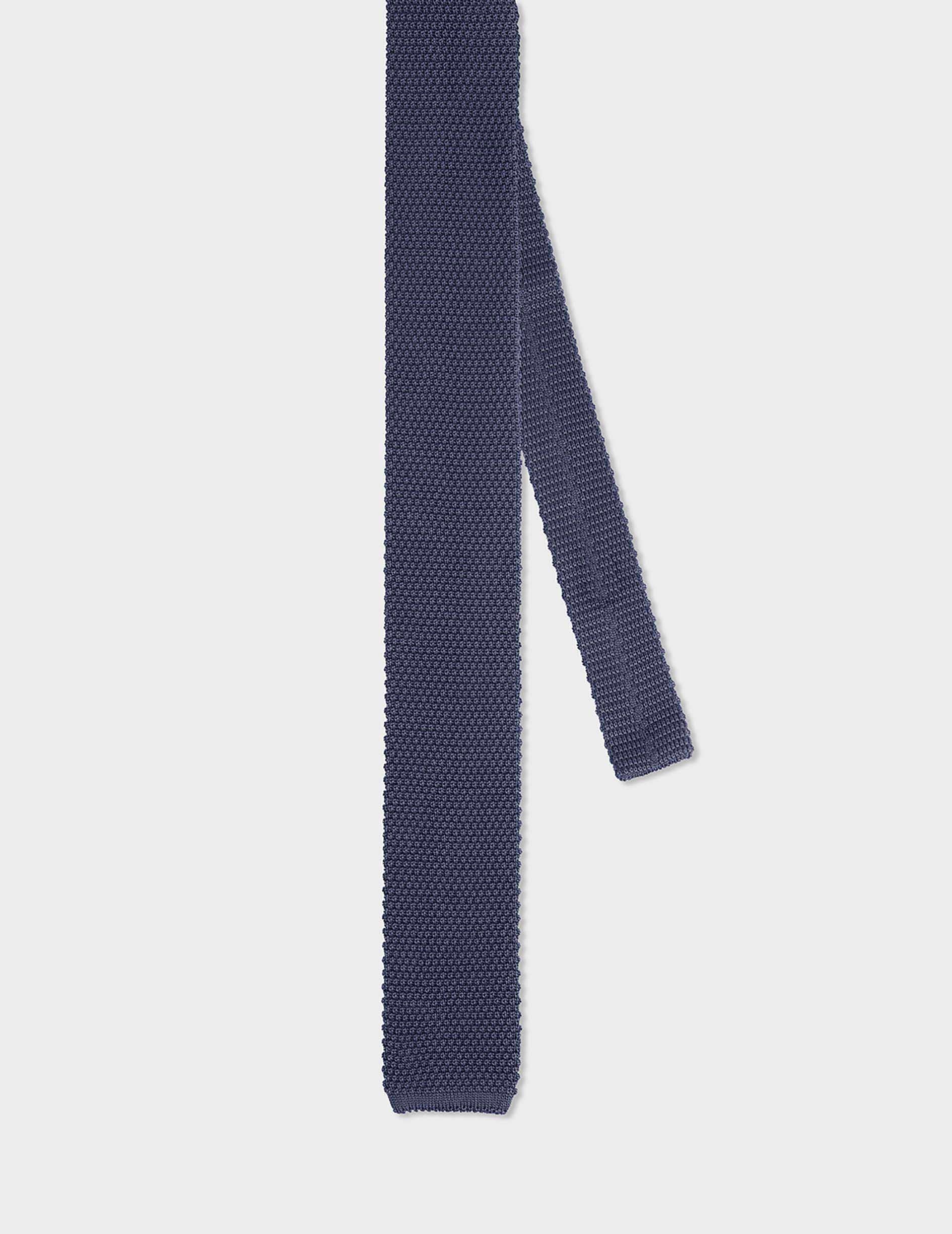 Blue silk knit tie