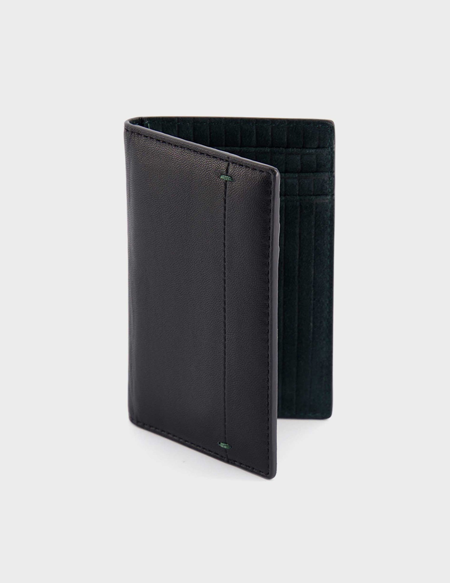 Black leather and suede card holder