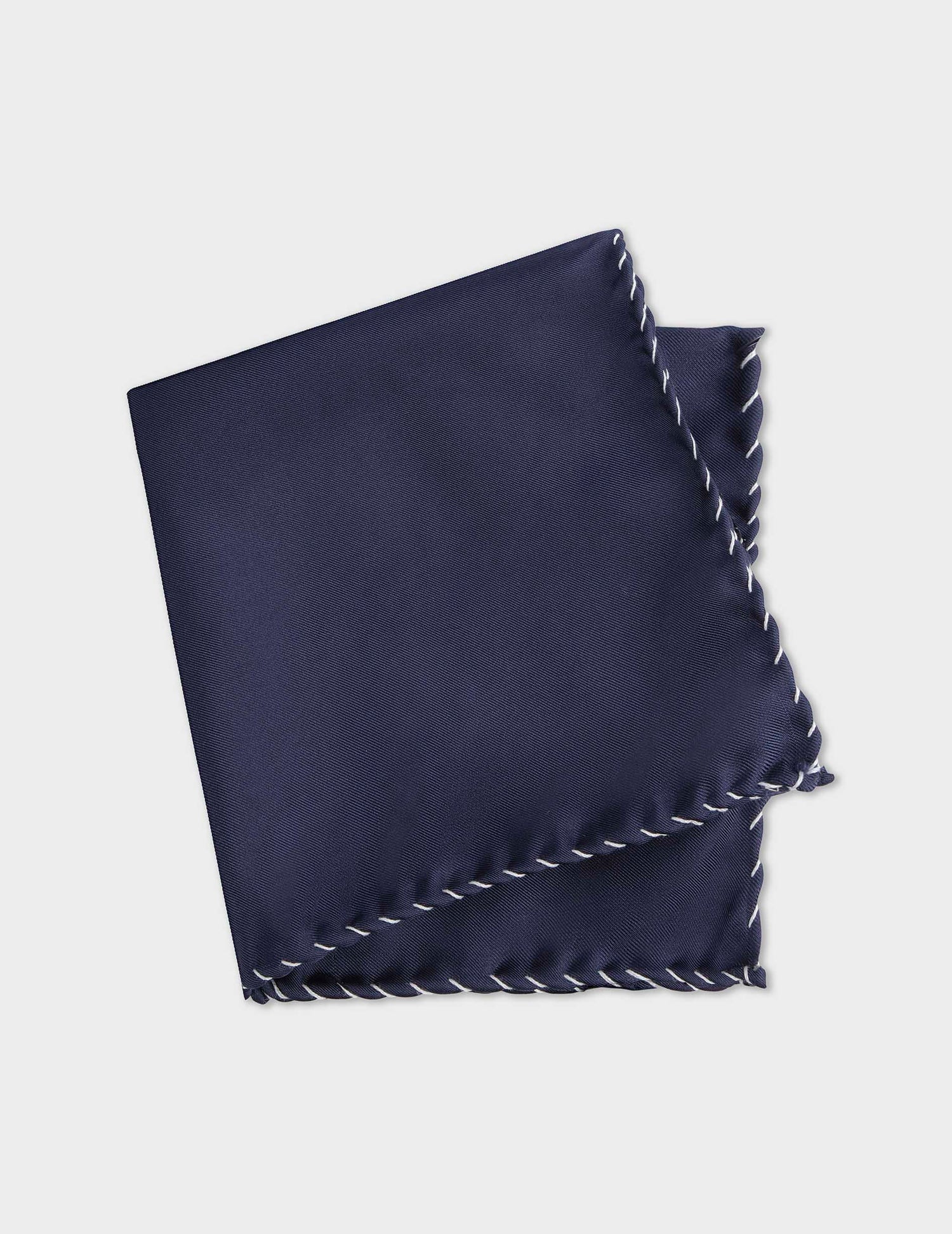 Pocket square in navy blue silk twill