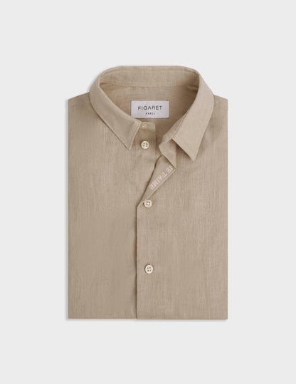 Kid's "Je t'aime" shirt in beige linen