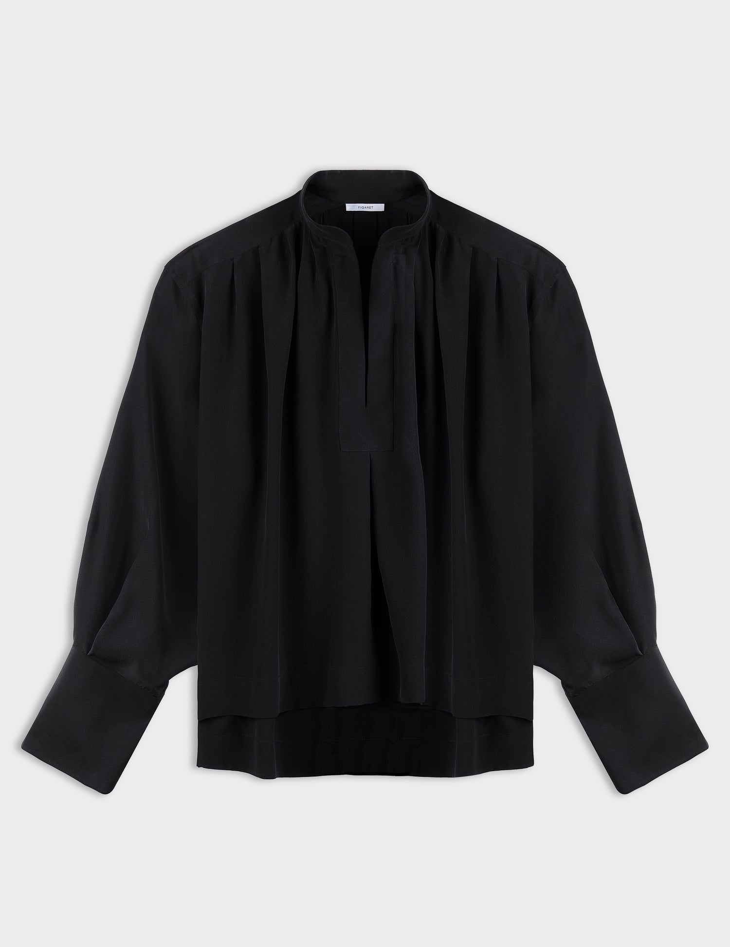 Blouse oversize Agnès noire - Soie - Col Droit ouvert#5