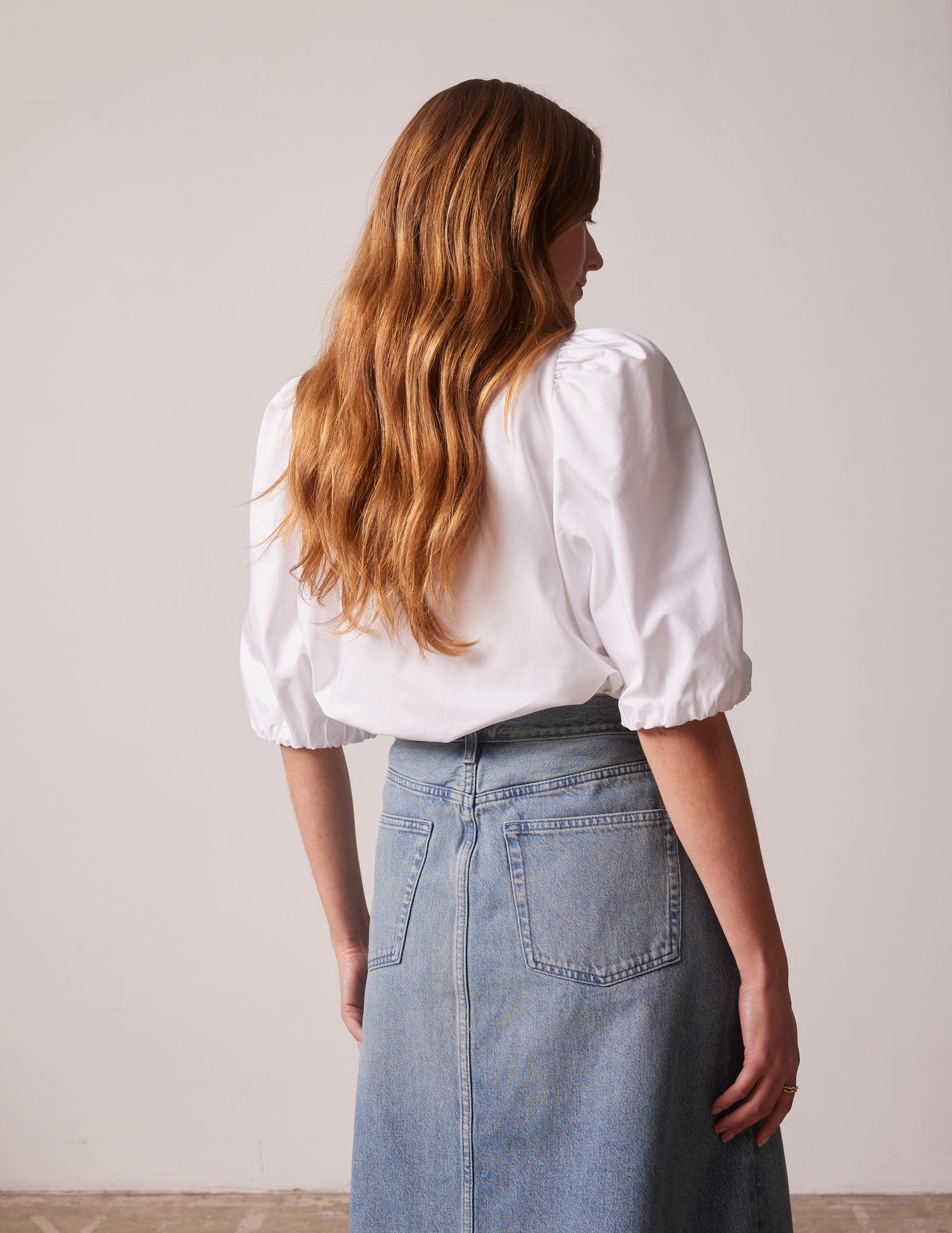 Short sleeve white Juliette blouse - Popeline - V Collar#2