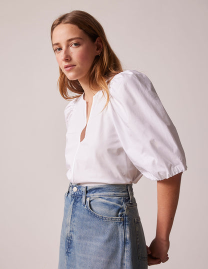 Short sleeve white Juliette blouse