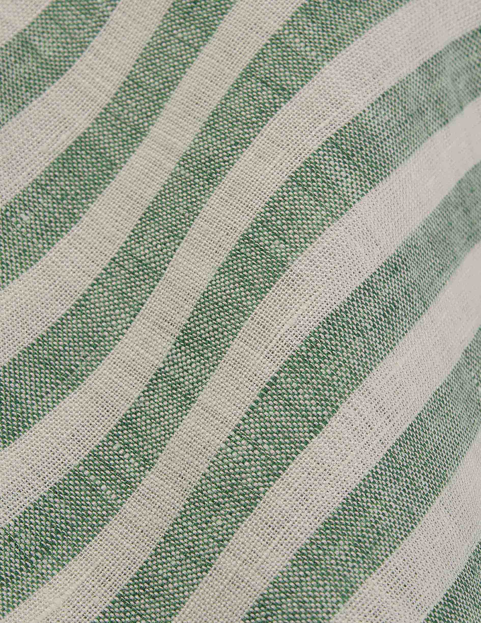 Green striped linen Ambre shirt - Lin - Chemise Collar