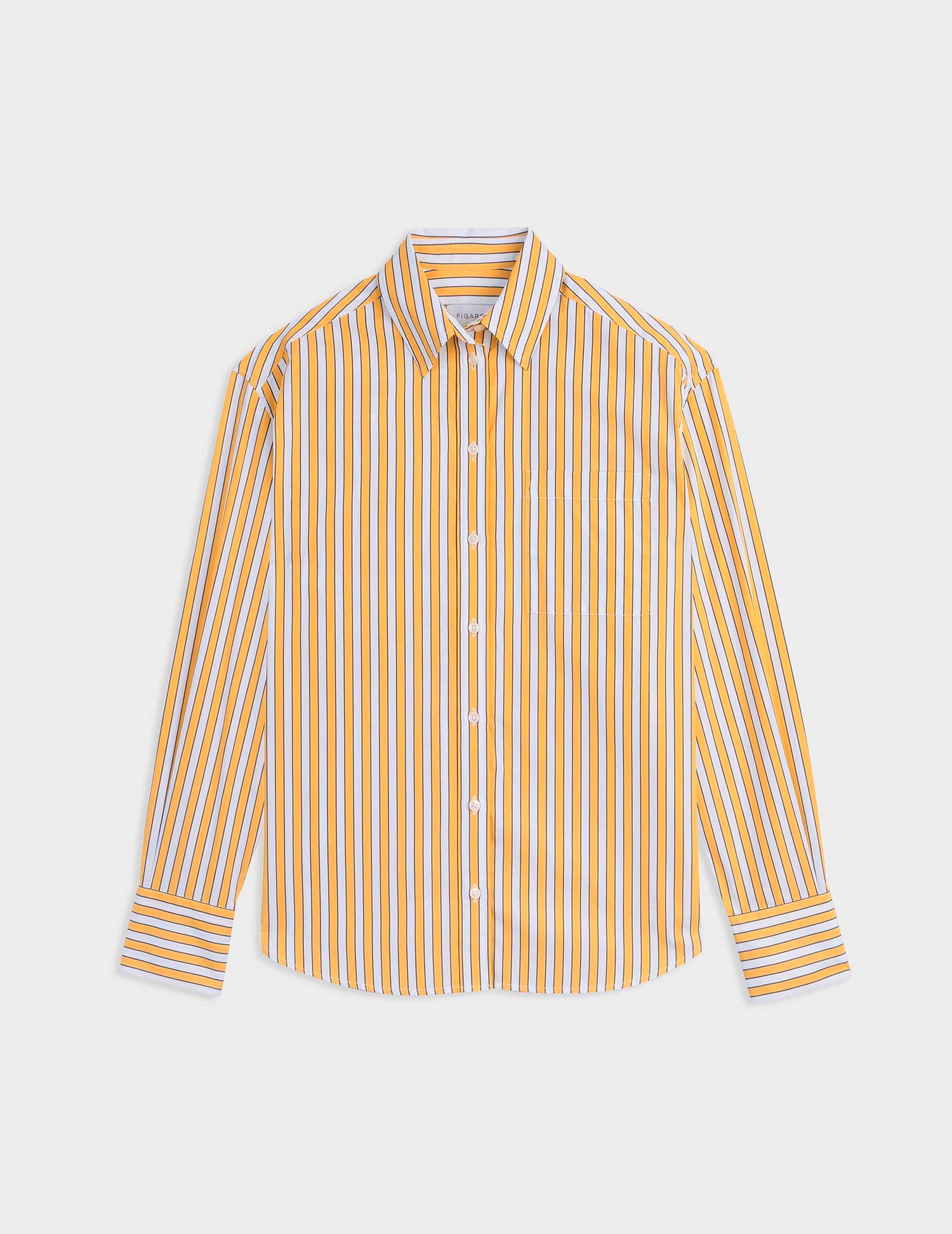 Chemise Charlotte rayée jaune - Popeline - Col Chemise#4