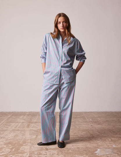 Oversized blue striped Delina shirt