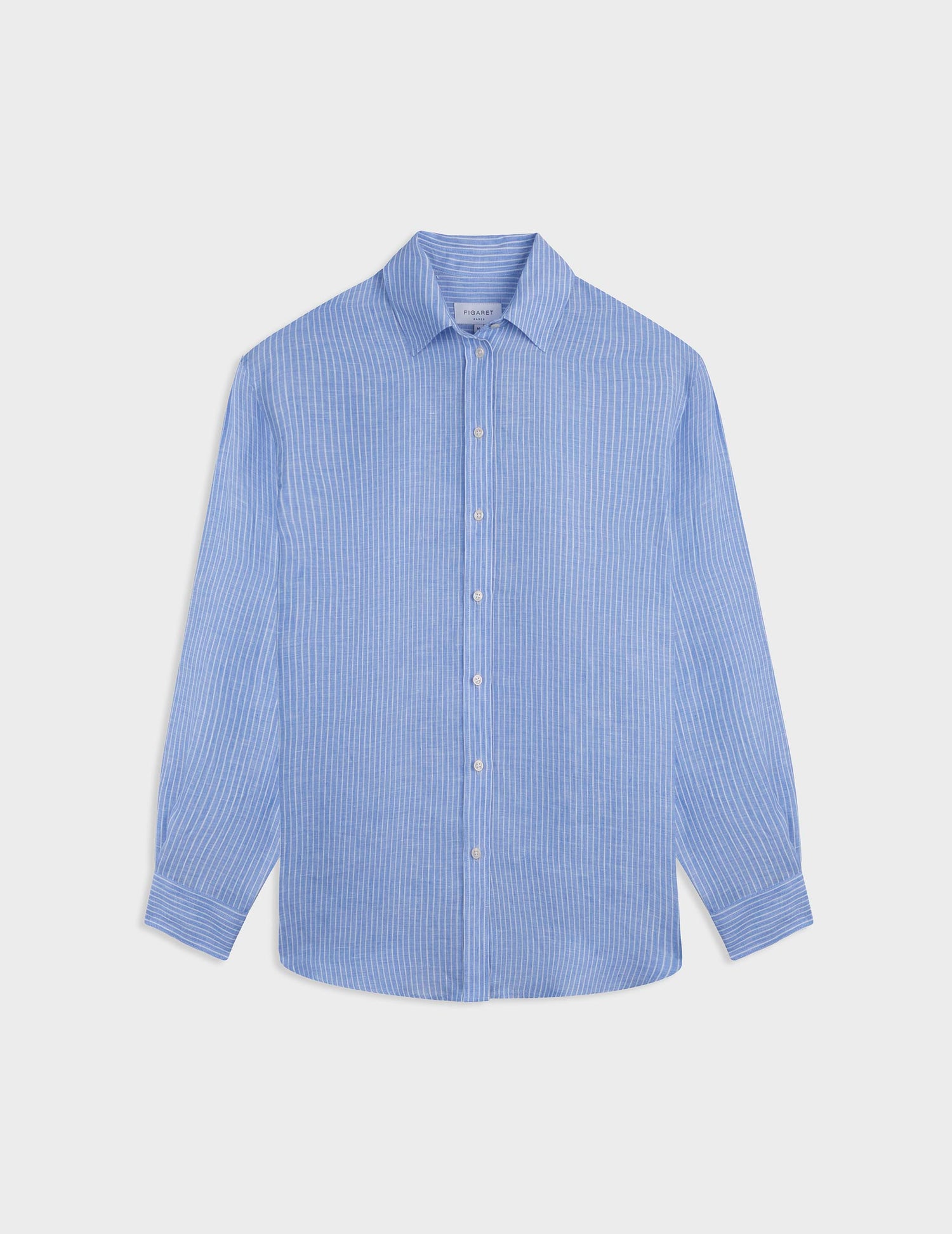 Oversized blue striped linen Delina shirt - Lin - Chemise Collar#4