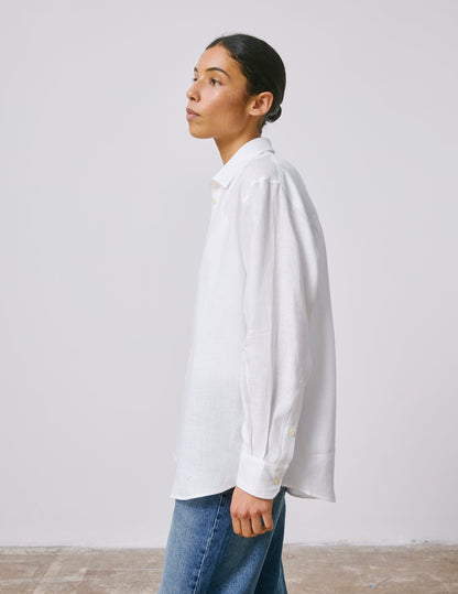 Oversized white linen Delina shirt
