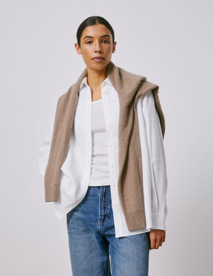 Oversized white linen Delina shirt