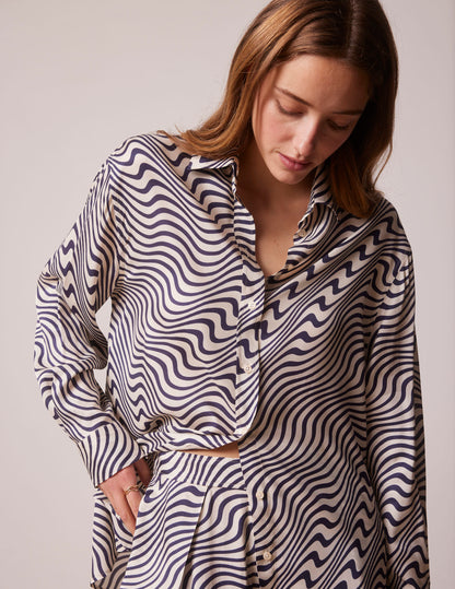 Chemise oversize Delina imprimée marine