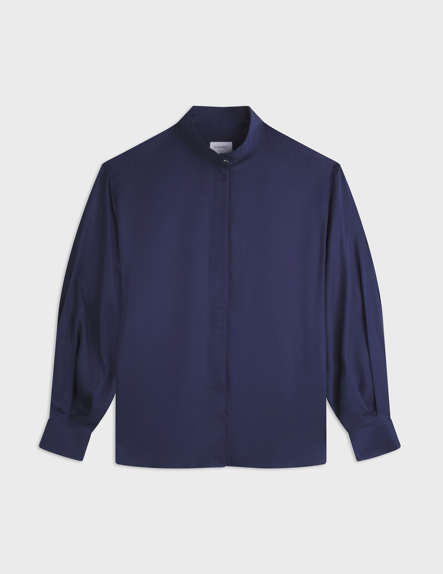 Navy blue Innaée shirt with hidden button placket - Twill - Droit montant pointe Collar#4