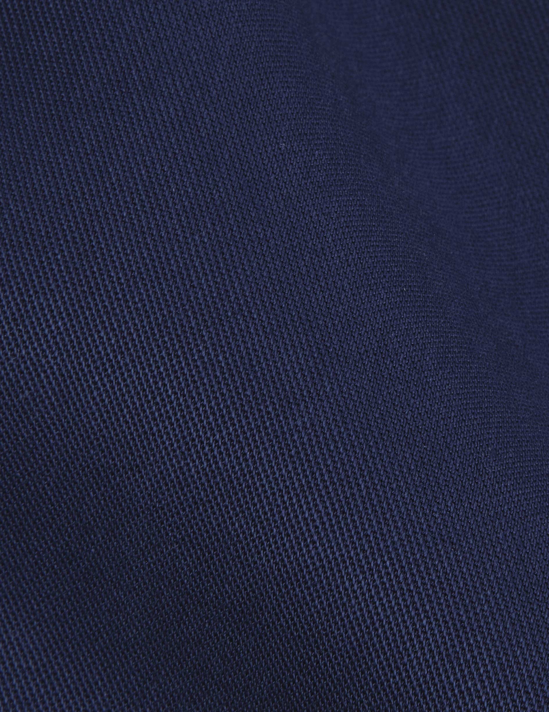 Navy blue Innaée shirt with hidden button placket - Twill - Droit montant pointe Collar