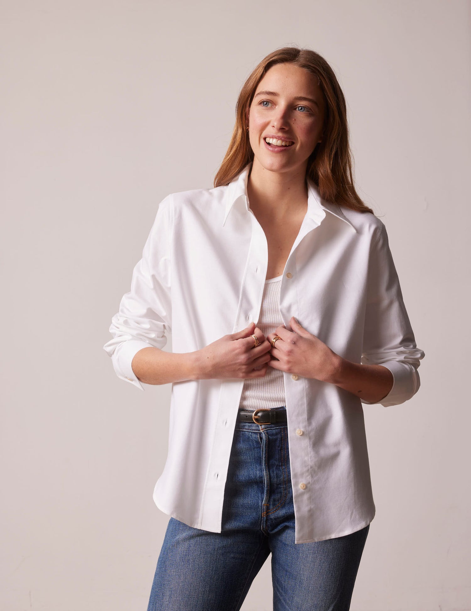 Chemise Innah blanche - Oxford - Col Long