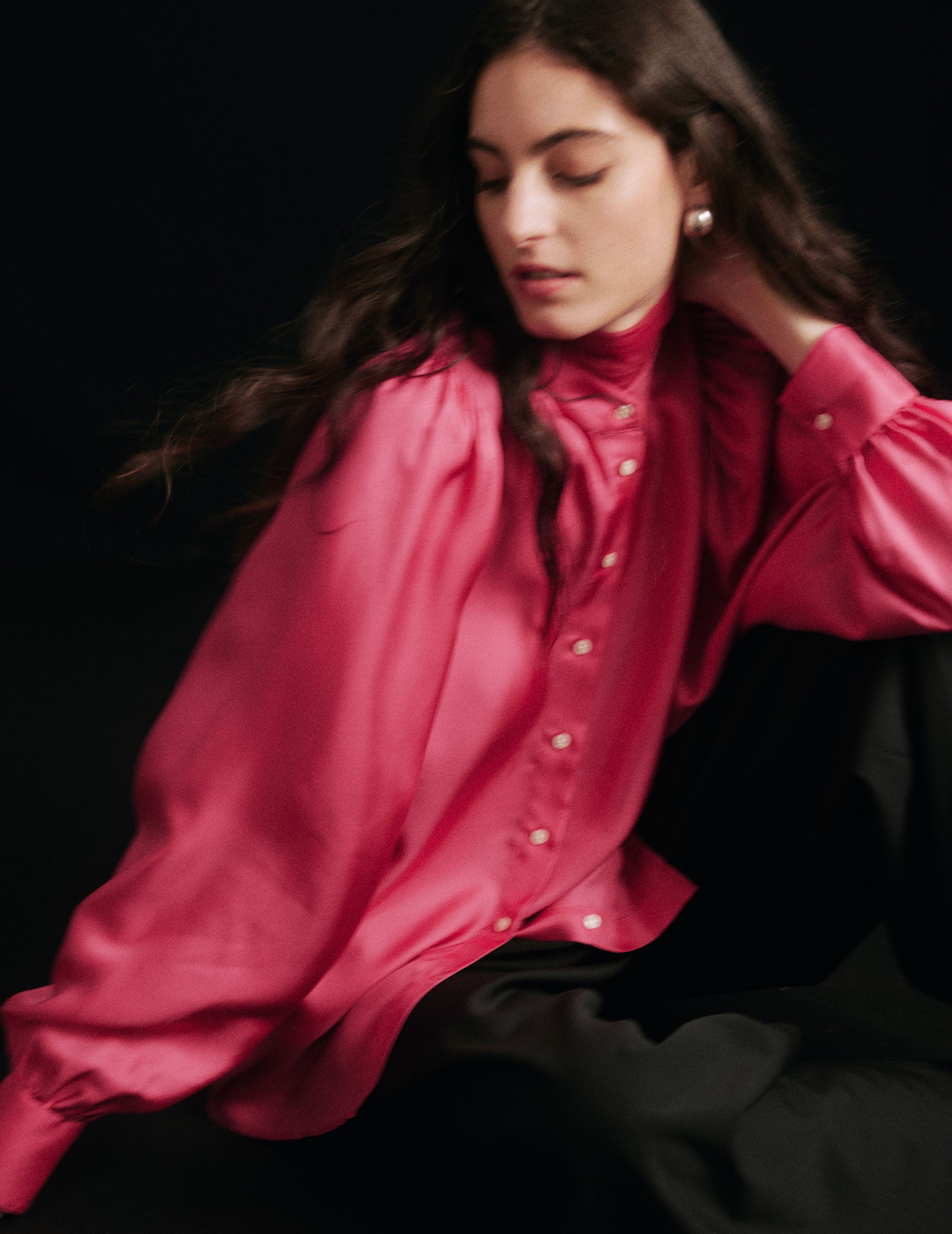 Fuchsia Lanaée shirt - Silk - Officer Collar