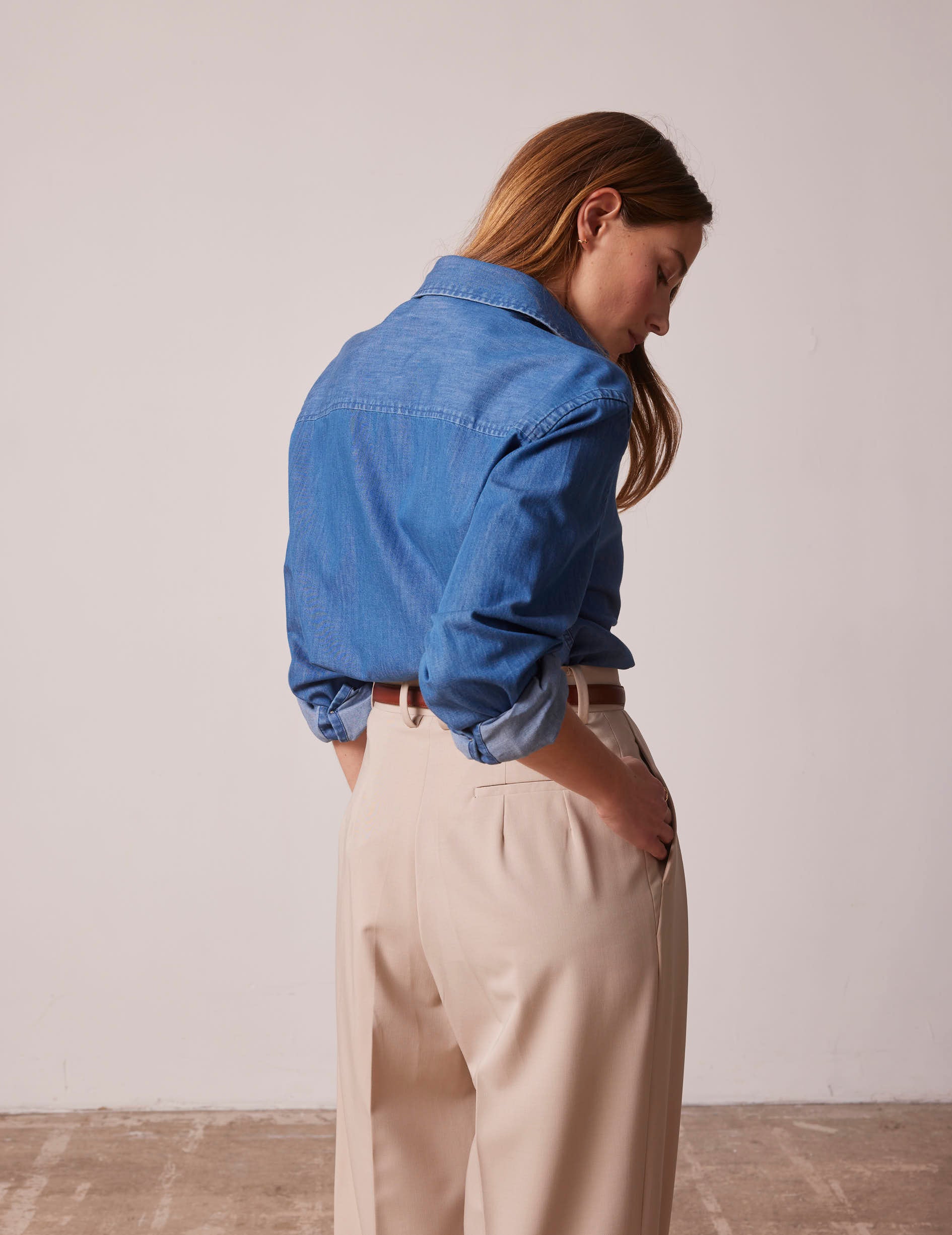 foufou / フーフー | open collar satin blouse オープンカラー