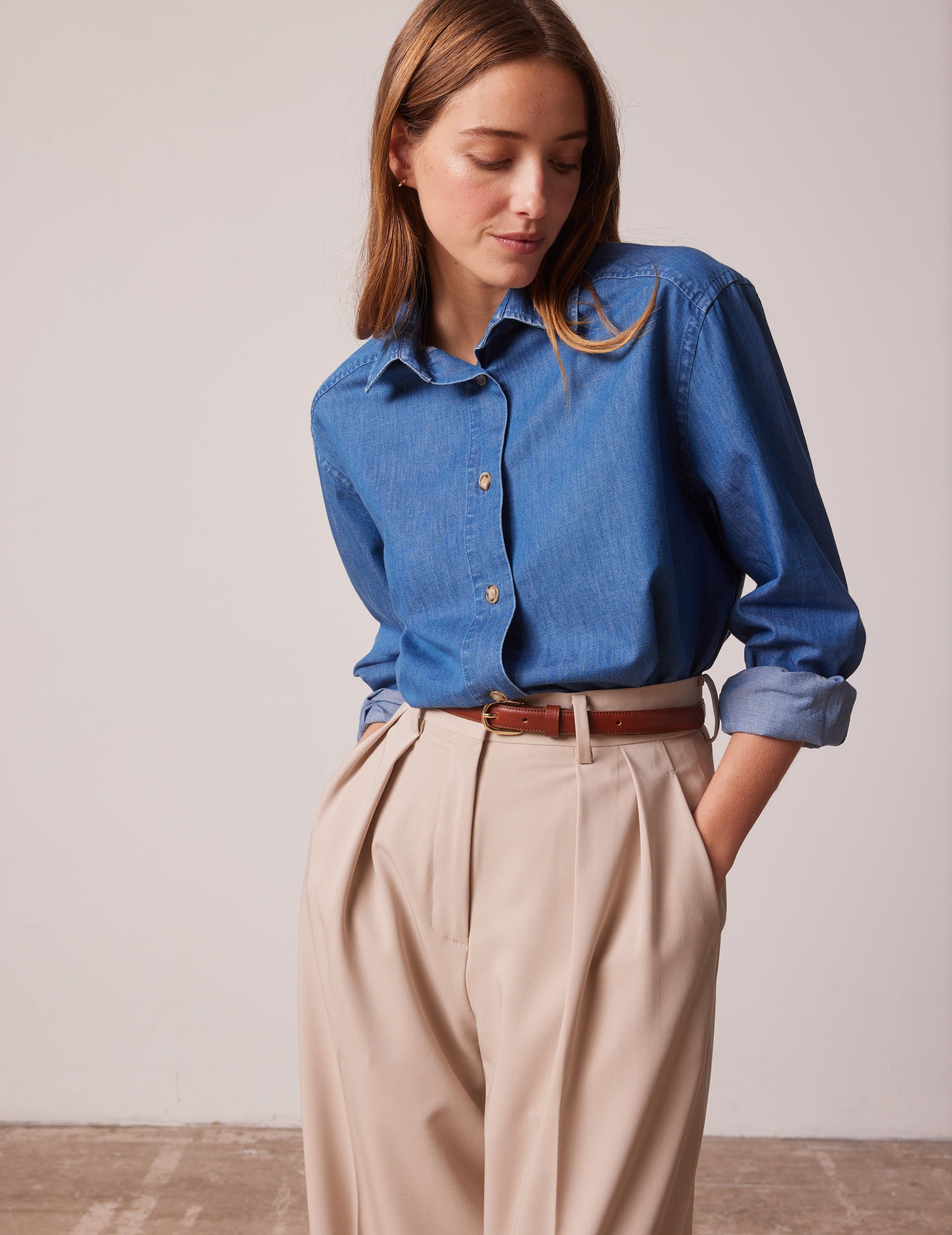 foufou / フーフー | open collar satin blouse オープンカラー