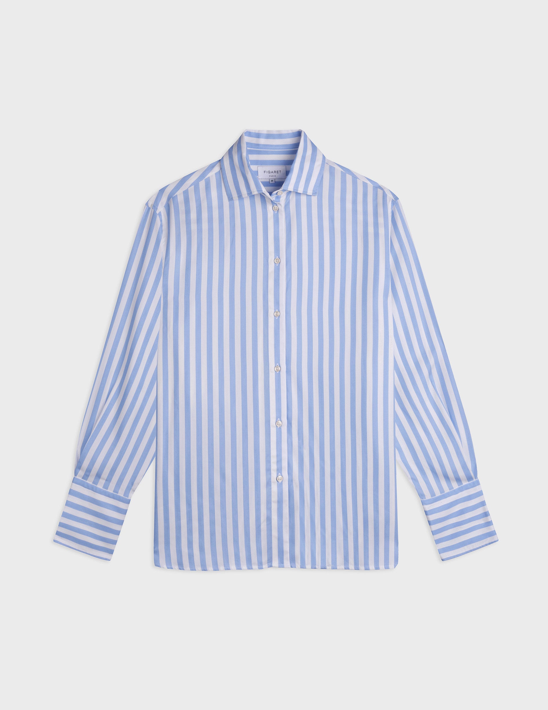 Oversized blue striped Léa shirt - Twill - Shirt Collar