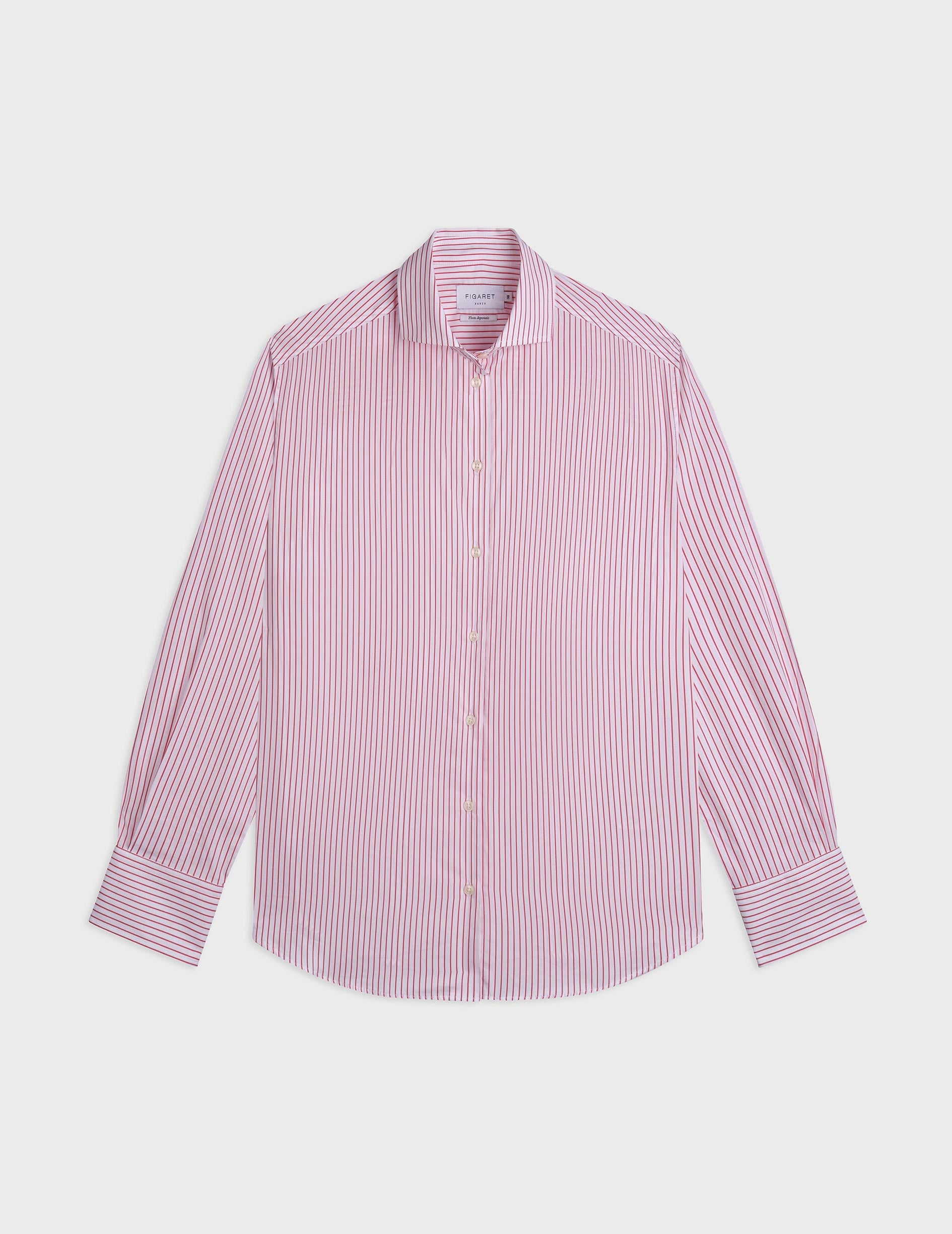 Red striped Linda shirt - Poplin - Italian Collar