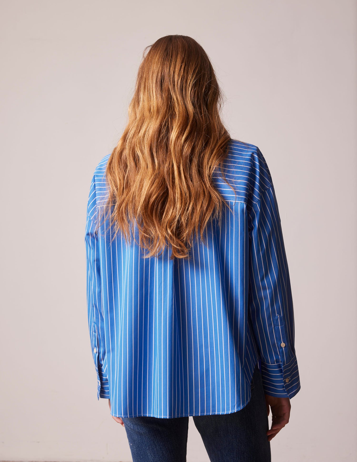 Chemise oversize Lizandra rayée bleue - Popeline - Col Chemise#2