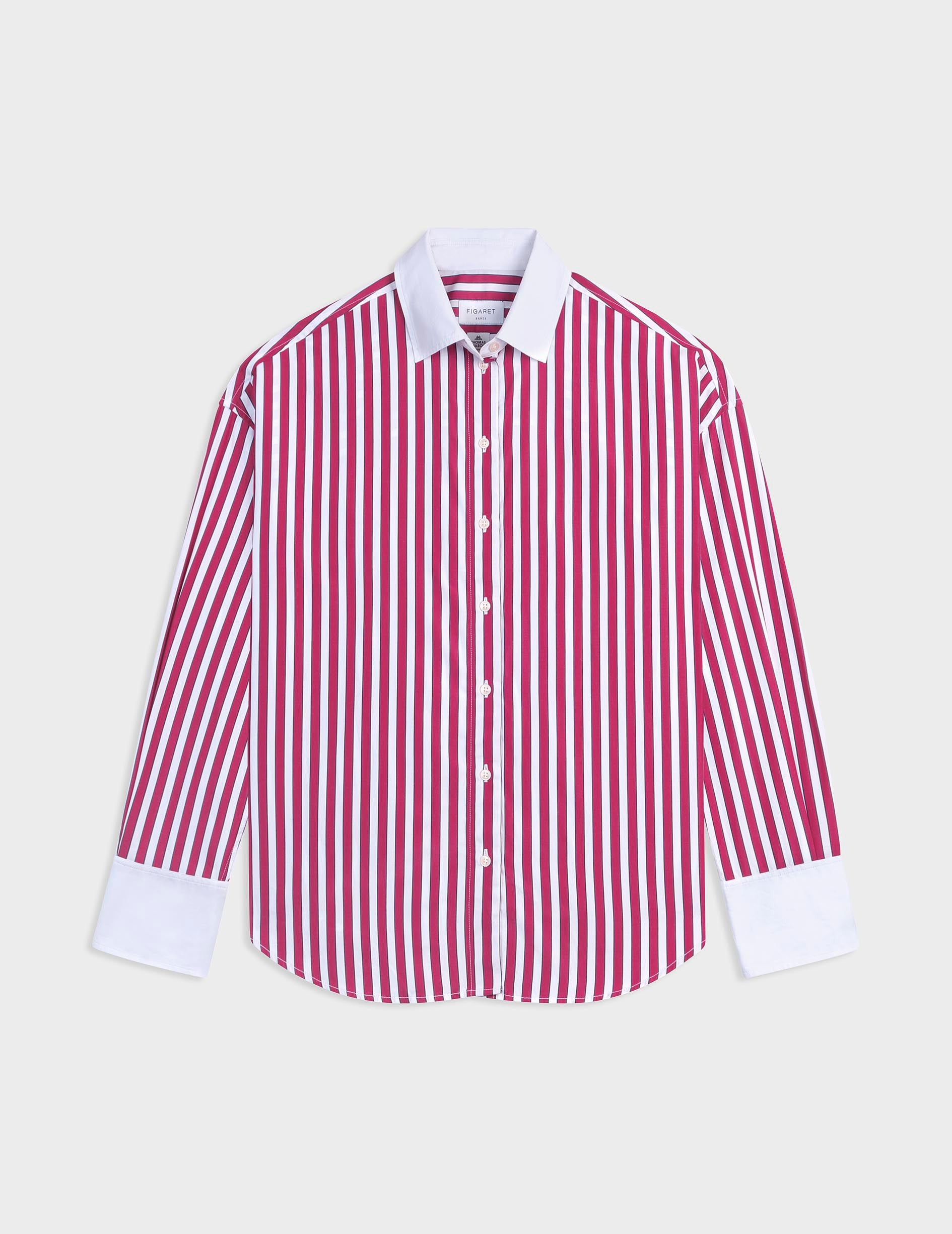 Oversized burgundy striped Lizandra shirt - Poplin - Shirt Collar