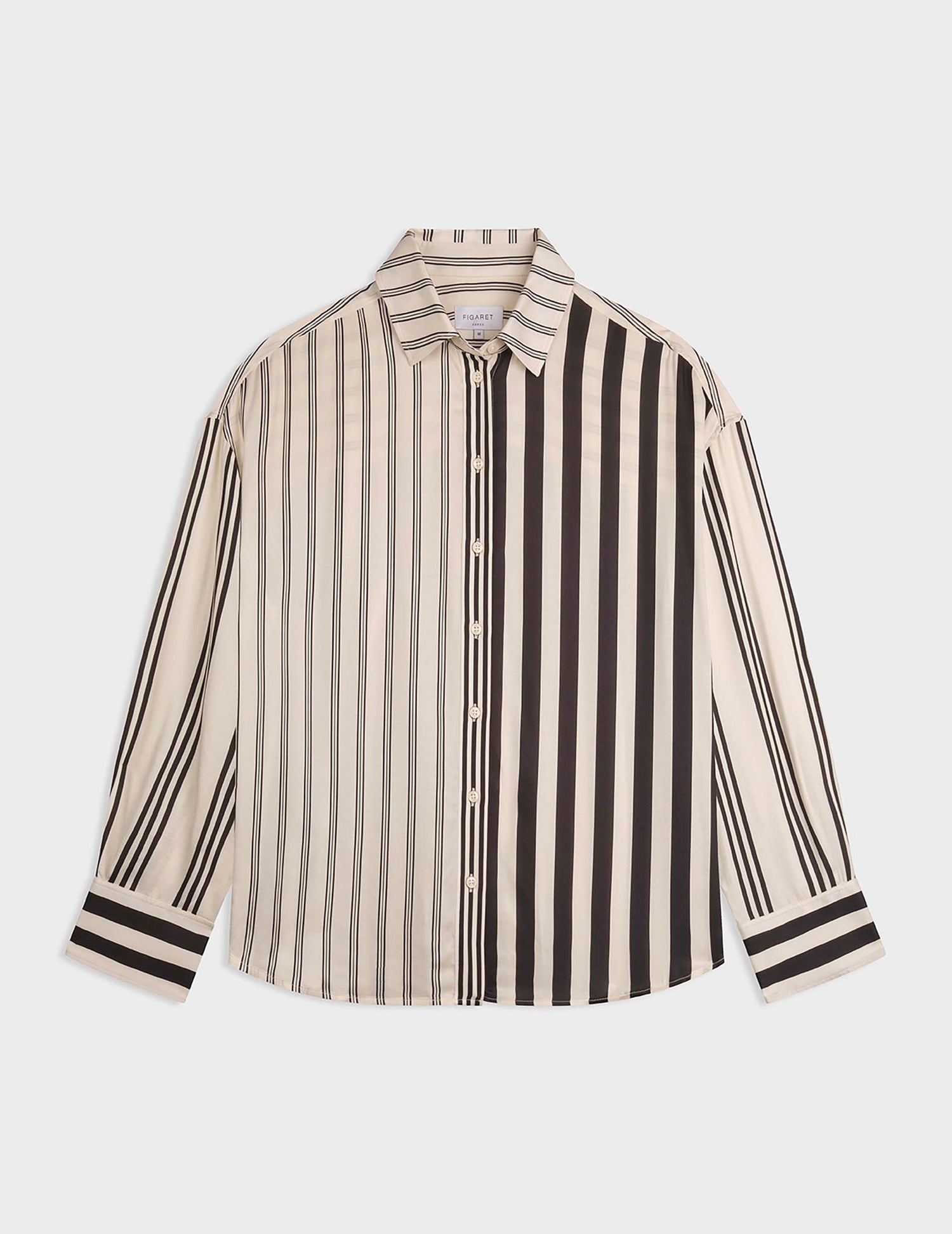 Black and ecru Lizandra striped fun shirt - Twill - Shirt Collar#4