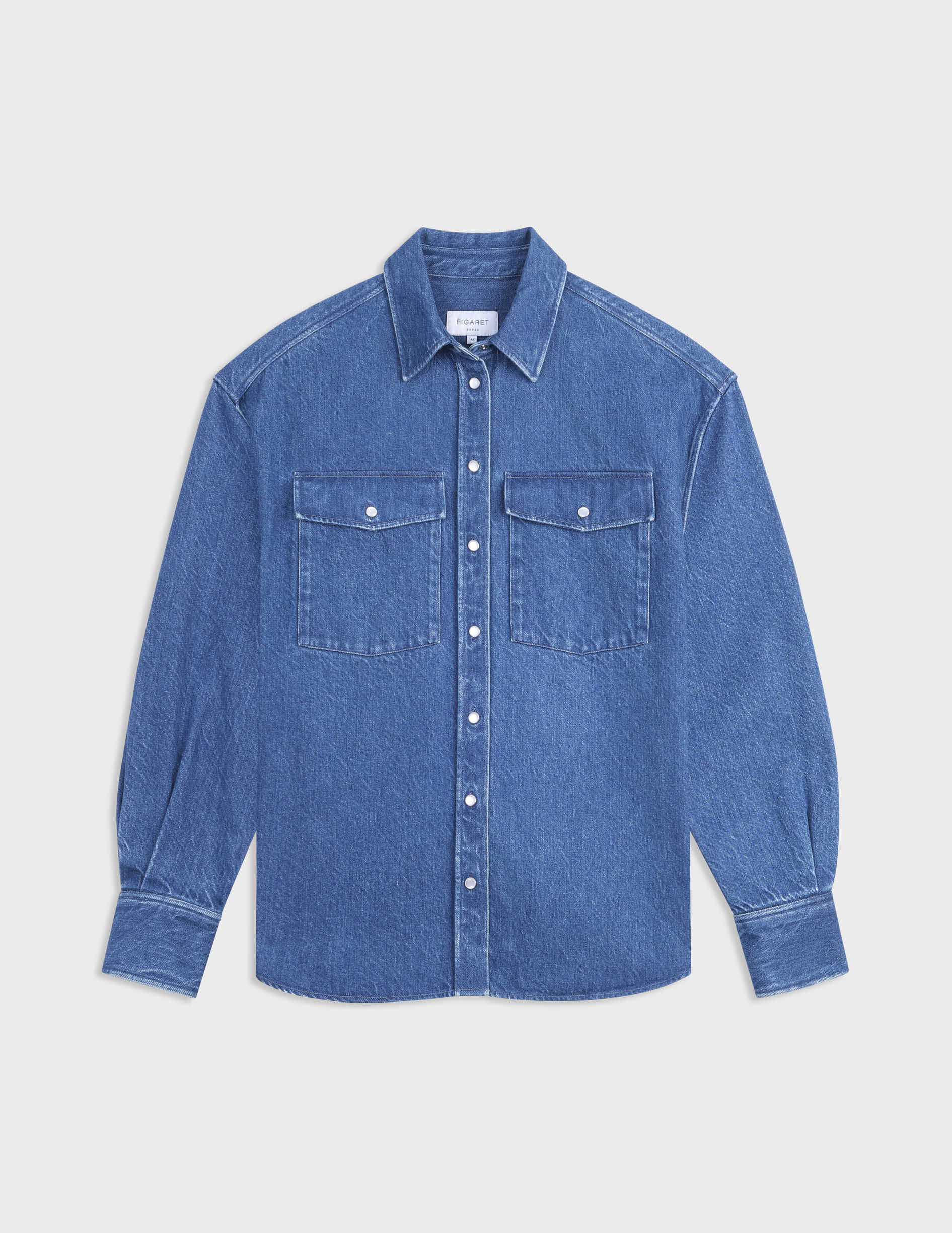 Chemise oversize Lorelie en denim marine - Denim - Col Chemise