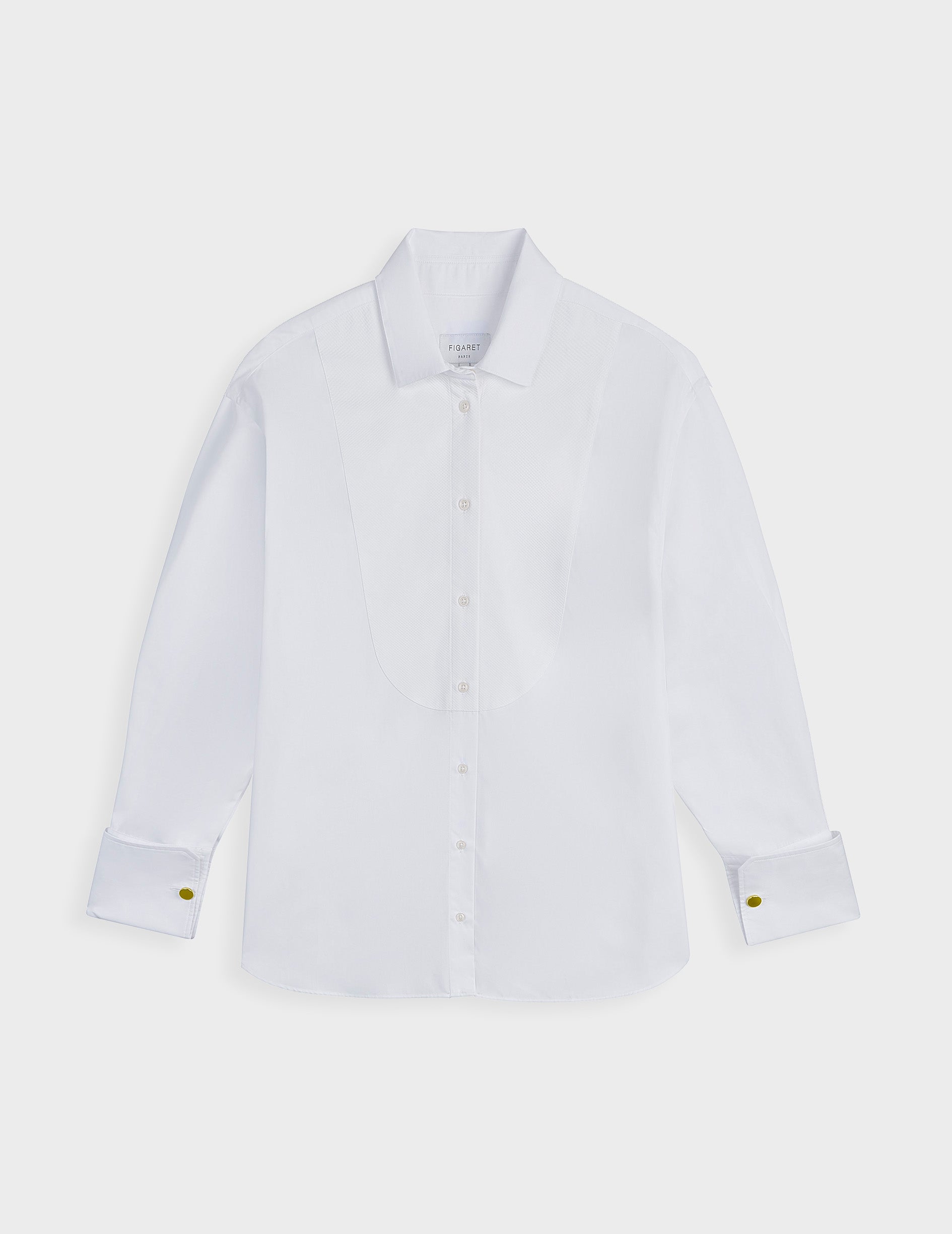 Oversized Louna shirt with bib - Popeline - Officier Collar