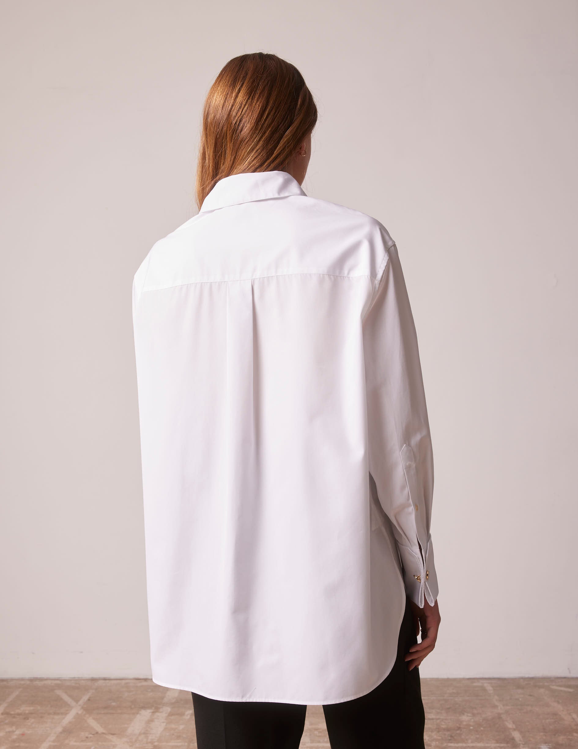 Oversized Louna shirt with bib - Popeline - Officier Collar