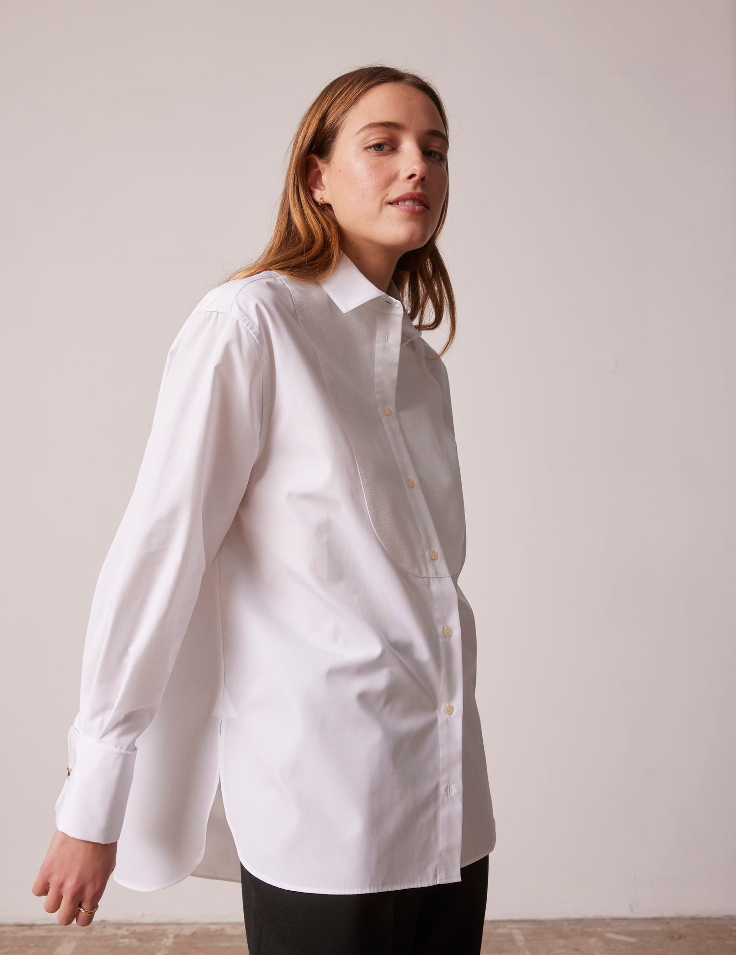 Oversized Louna shirt with bib - Popeline - Officier Collar#3