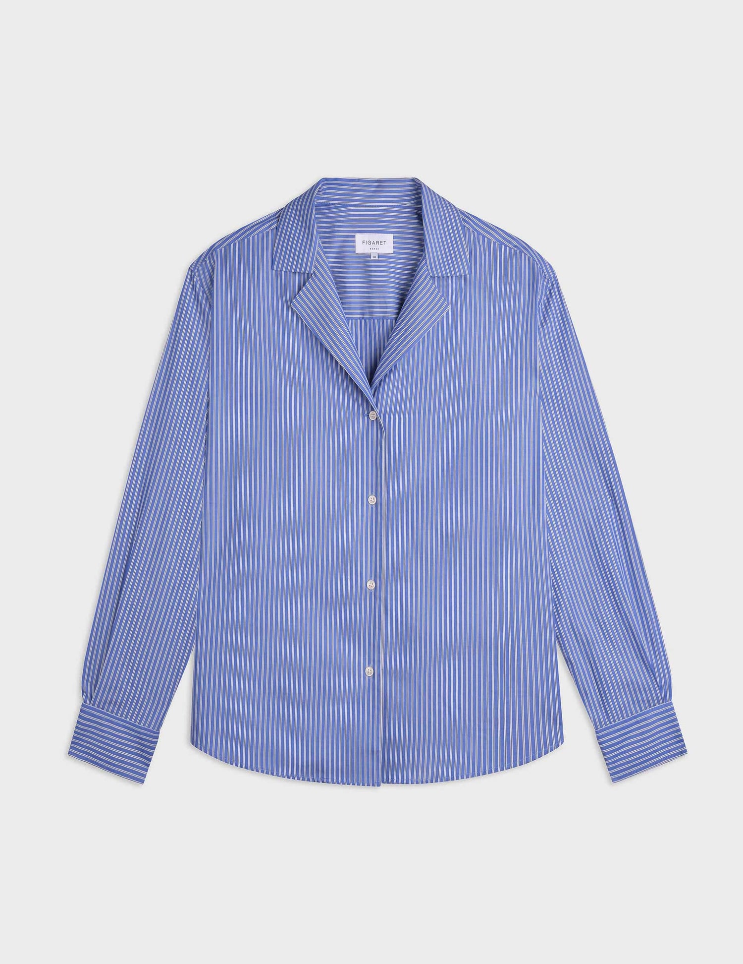 Navy blue striped Lucile shirt - Poplin - Pyjamas Collar#4