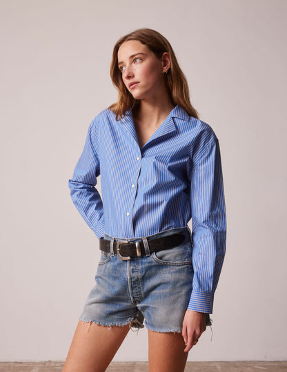 Navy blue striped Lucile shirt