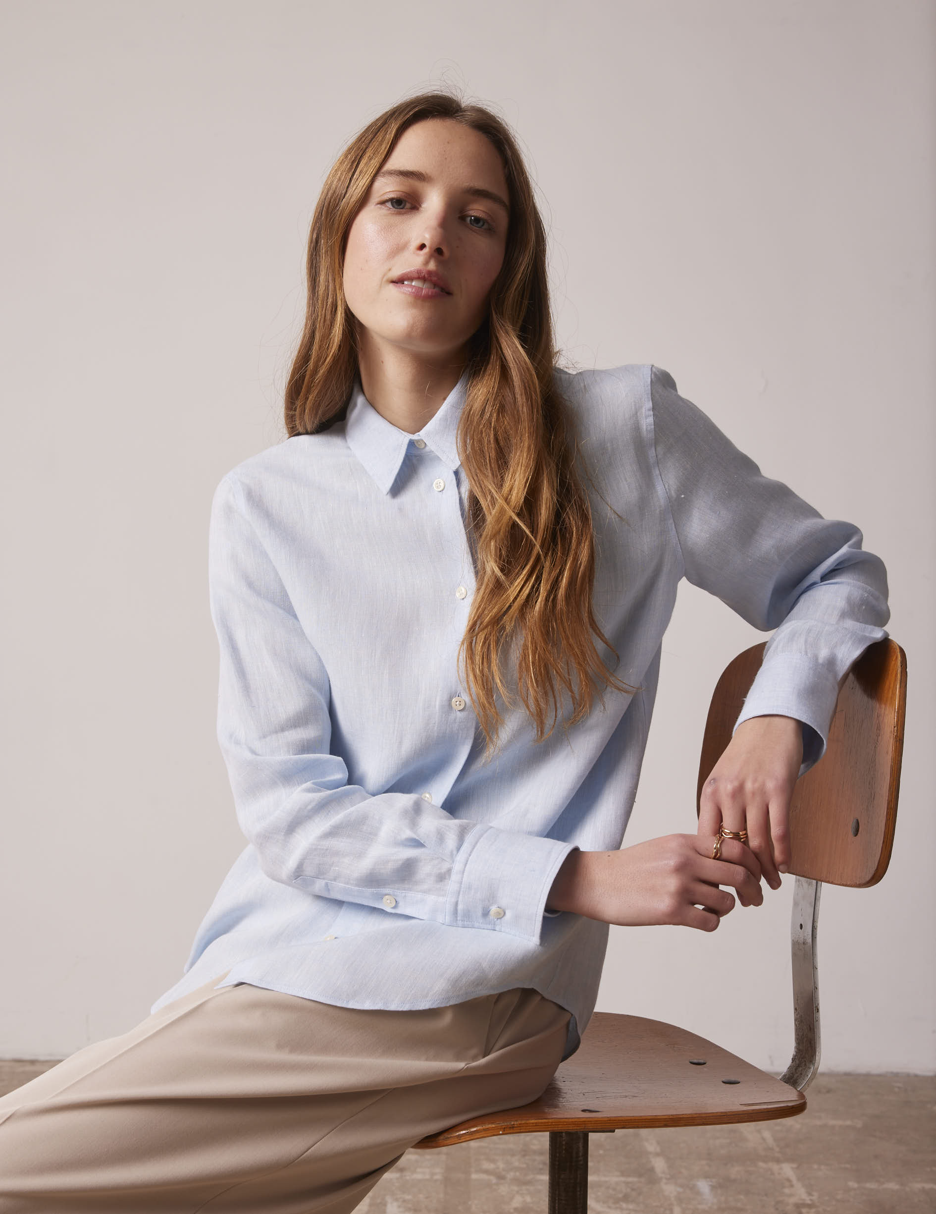 Blue linen Marion shirt - Linen - Shirt Collar