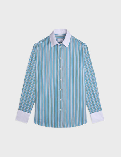 Oversized green striped Mathilde shirt