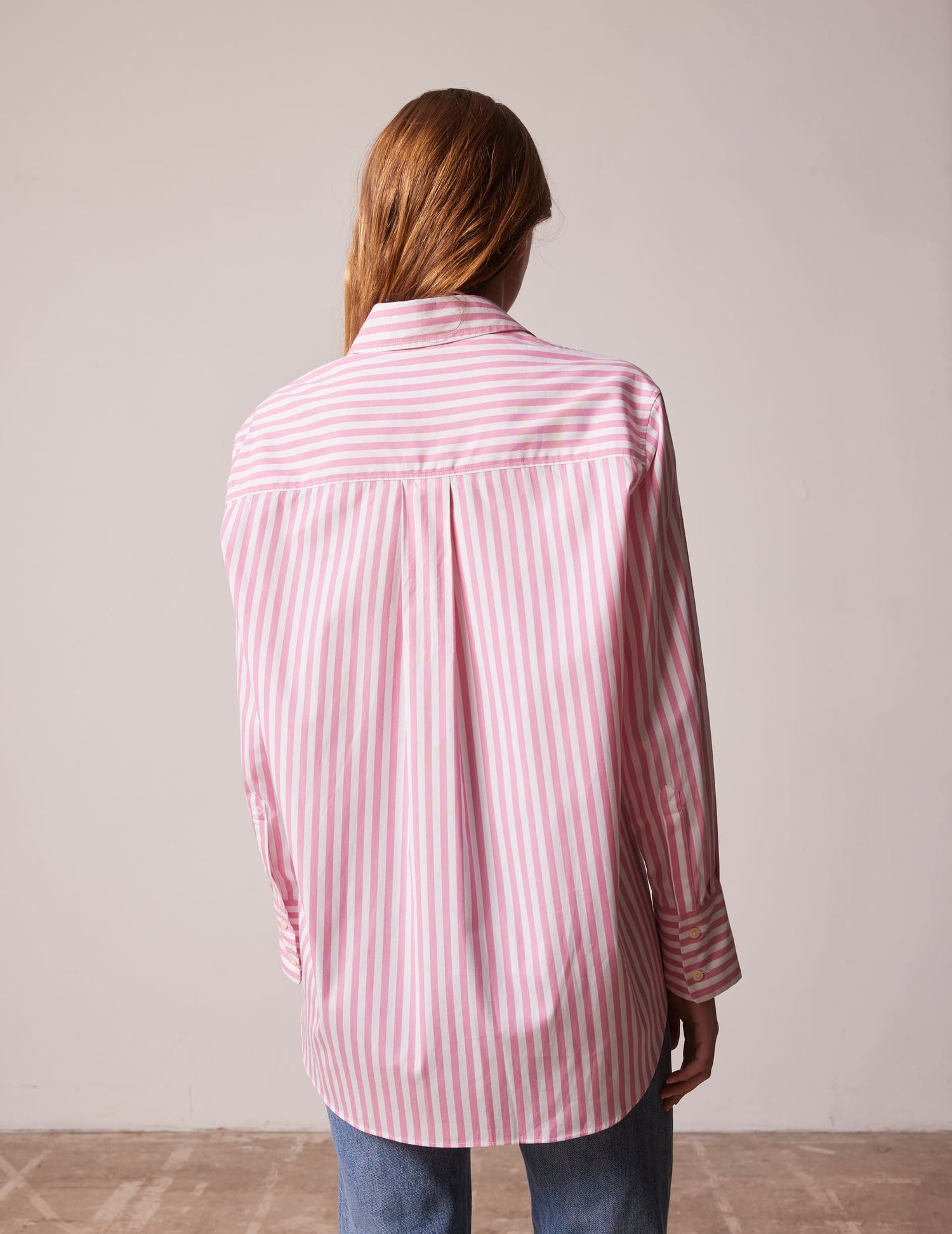 Oversized pink striped Mathilde shirt - Popeline - Chemise Collar#2