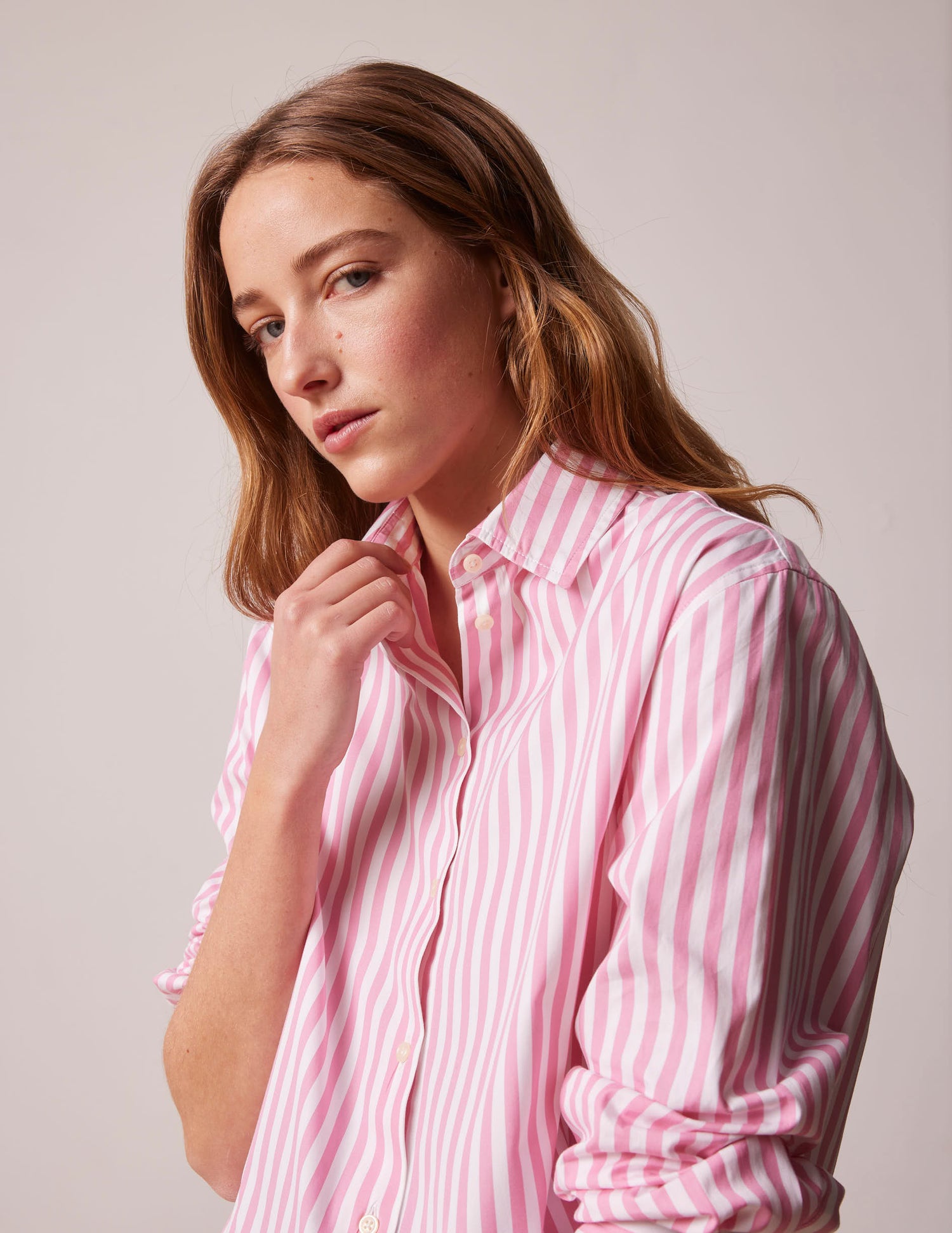 Oversized pink striped Mathilde shirt - Popeline - Chemise Collar#3