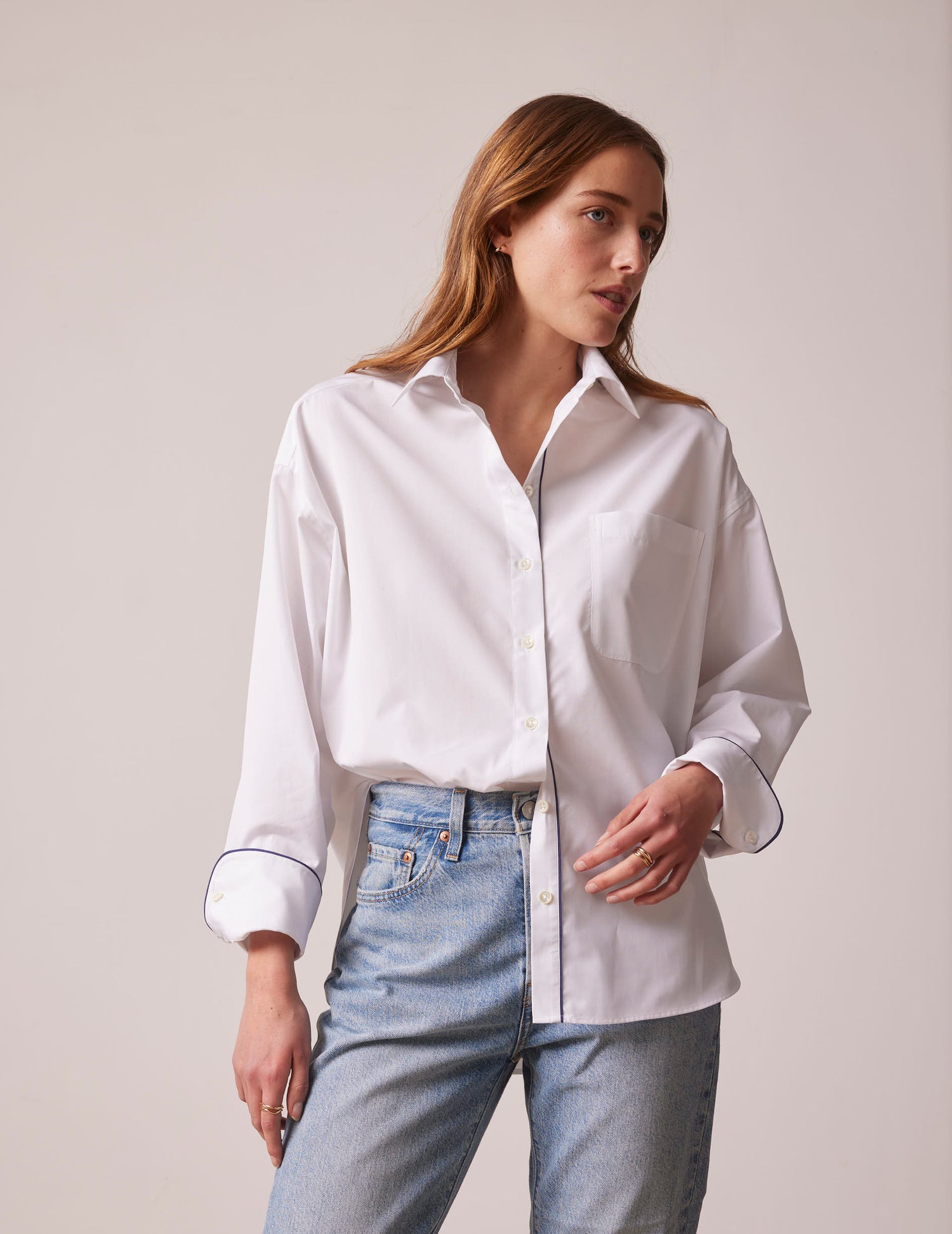 Oversized white Soffy shirt - Popeline - Chemise Collar#3