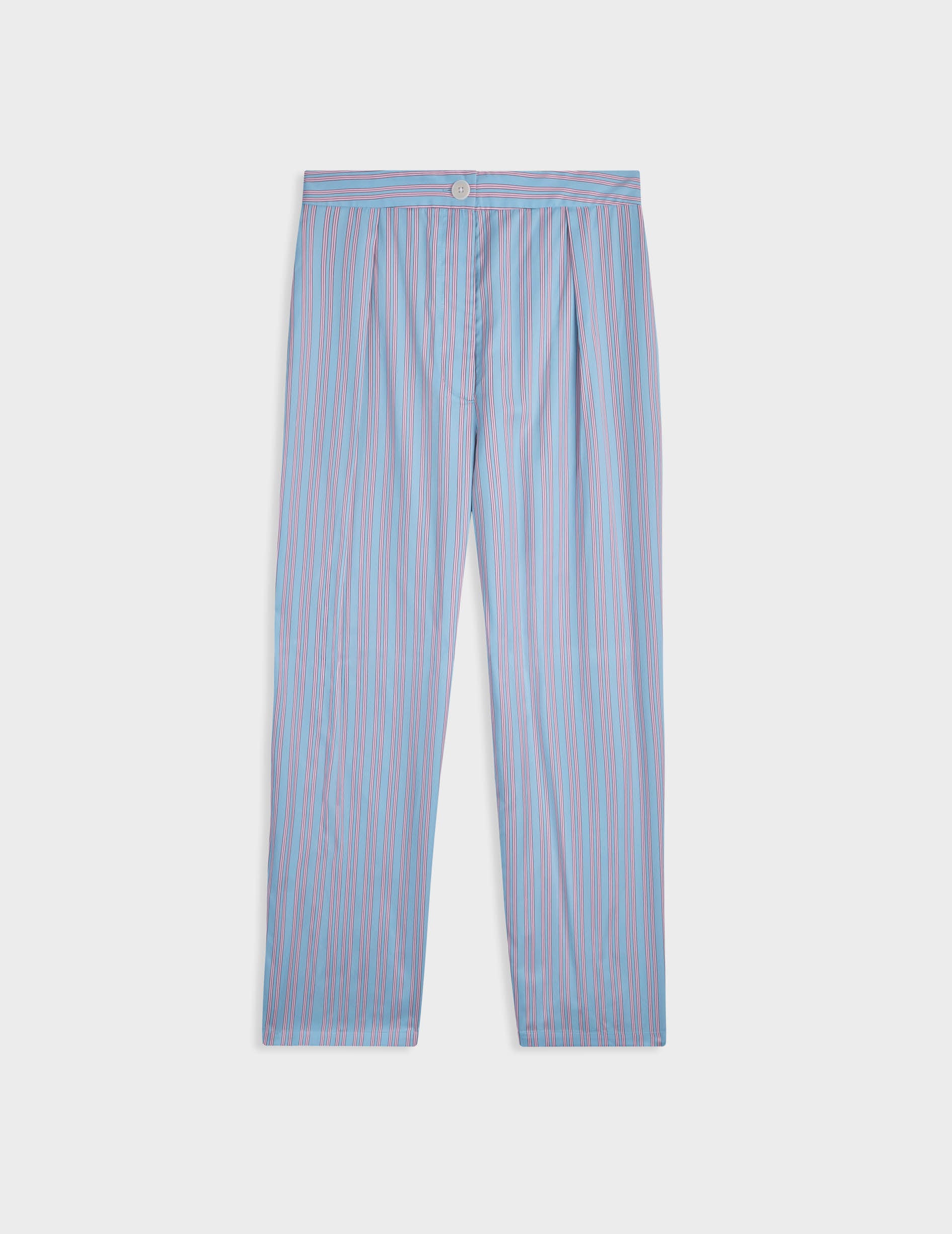 Blue striped Léone pants in cotton twill